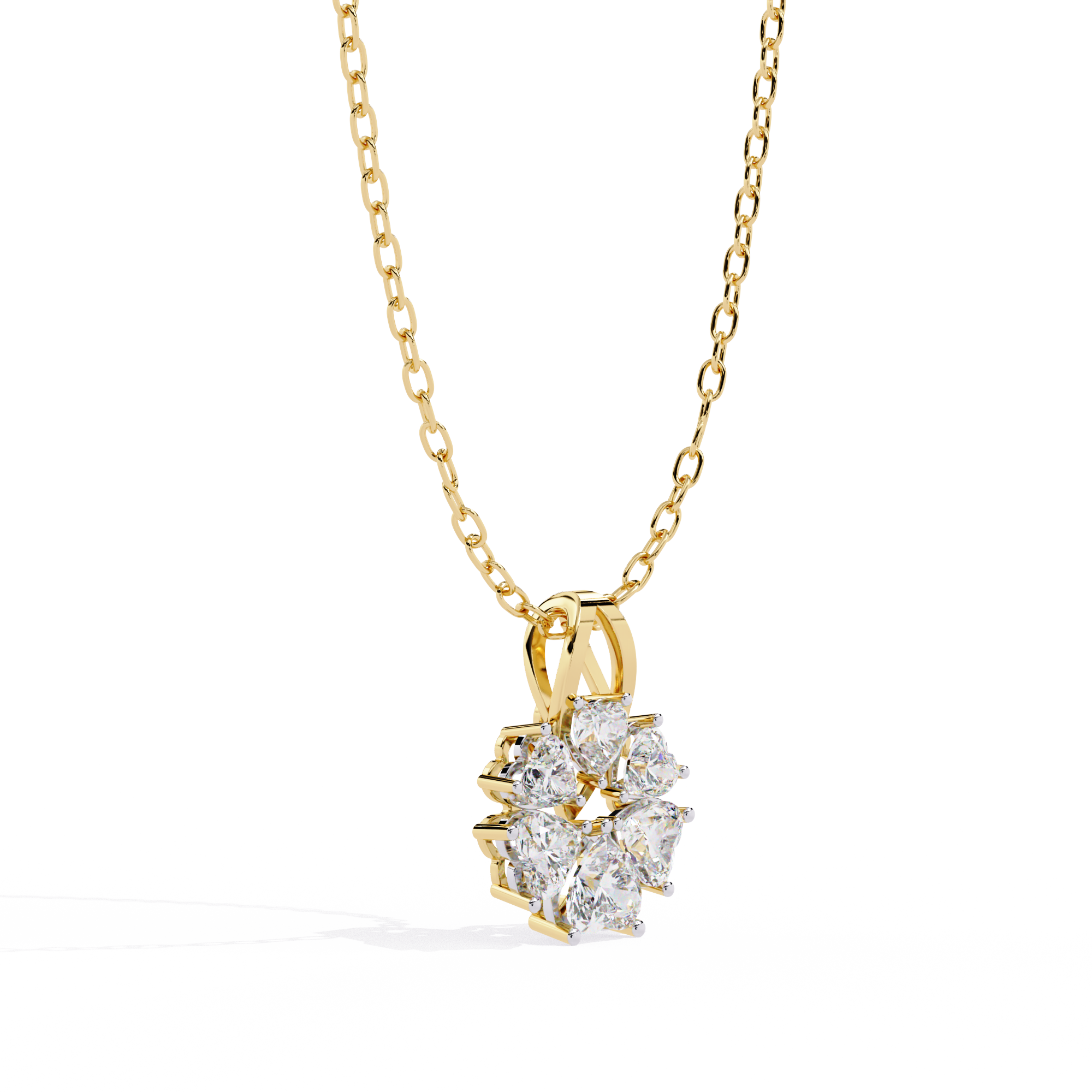 18KT yellow gold Plated Eternal Embrace Solitaire Pendent in featuring Six solitaire stones.