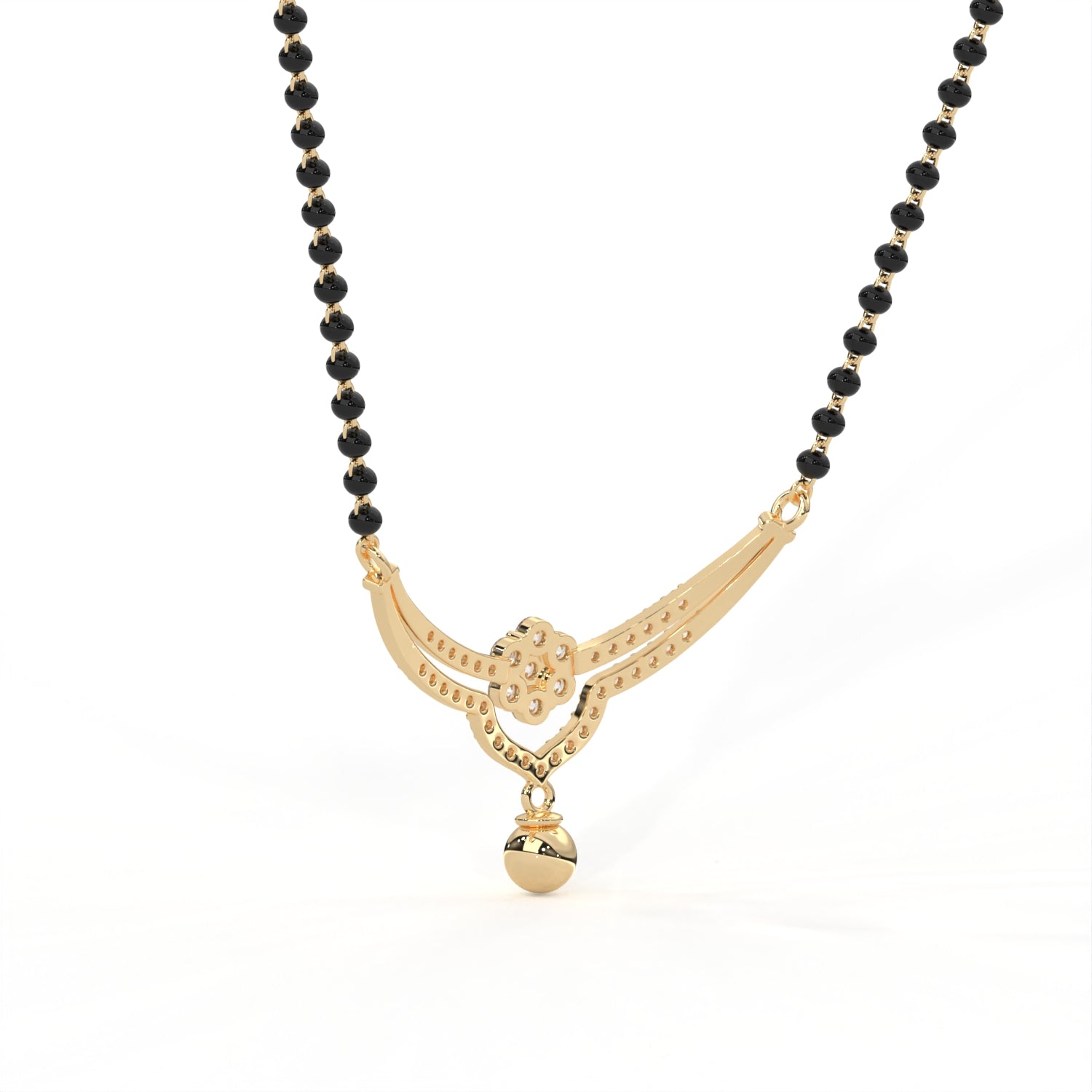 18KT gold Plated Diamond Mangalsutra pendant features a V-shaped design