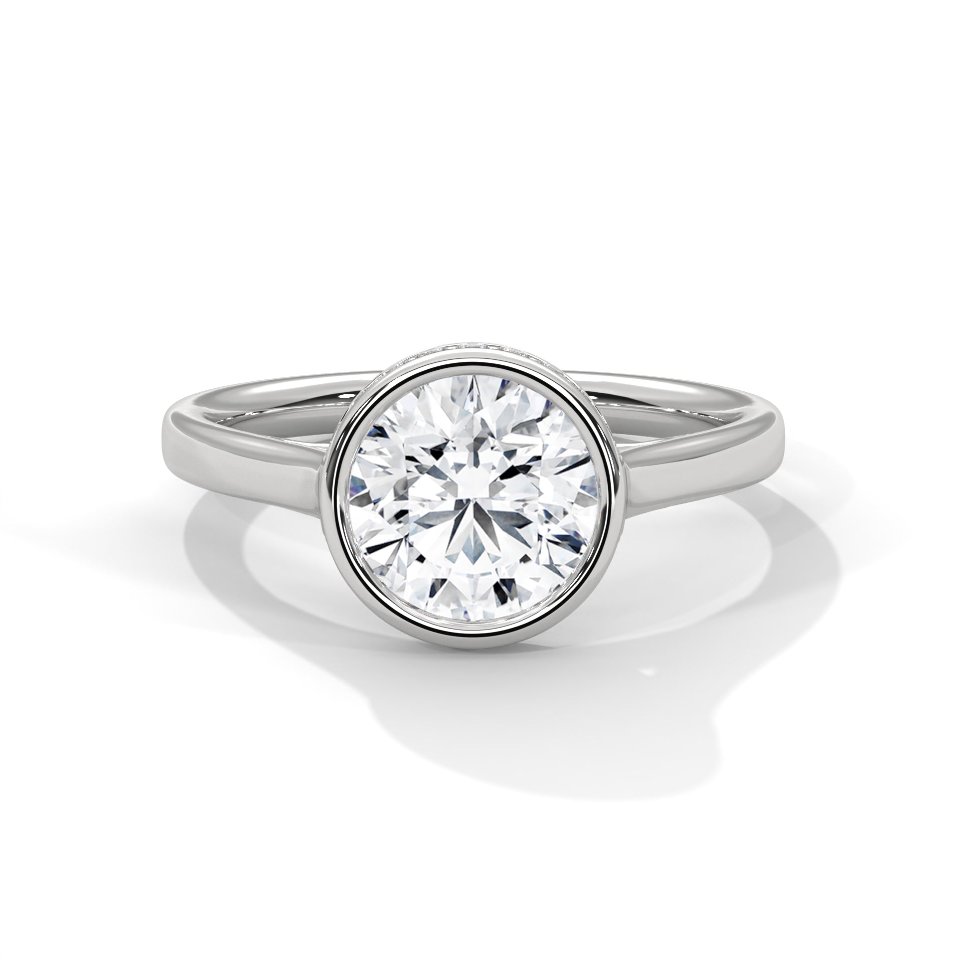 18KT Gold Plated 2 carat Round Cut Bezel Hidden Halo Ring