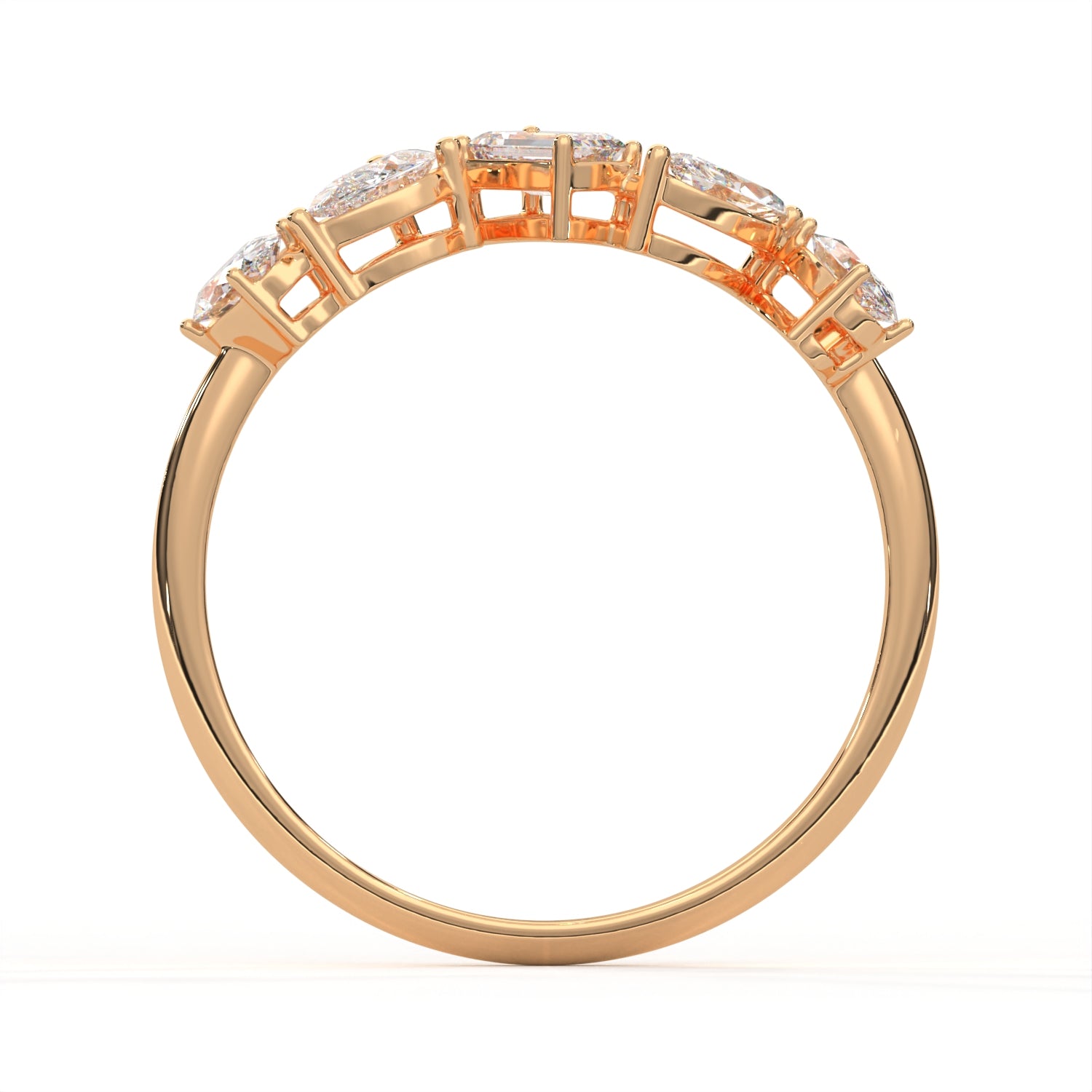 18K Gold Plated Five Stone Mixed Cut Ring