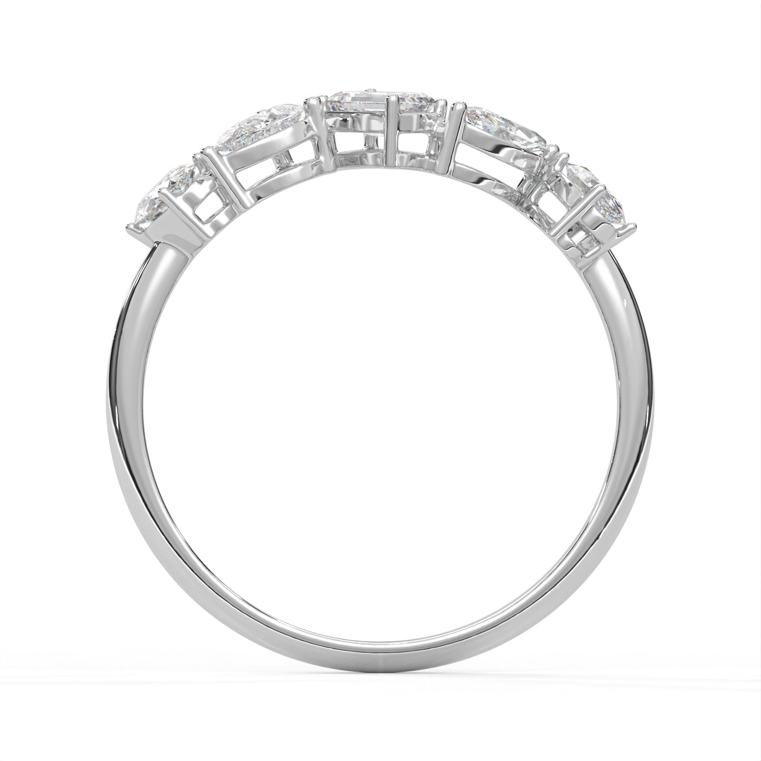 18K Gold Plated Five Stone Mixed Cut Ring