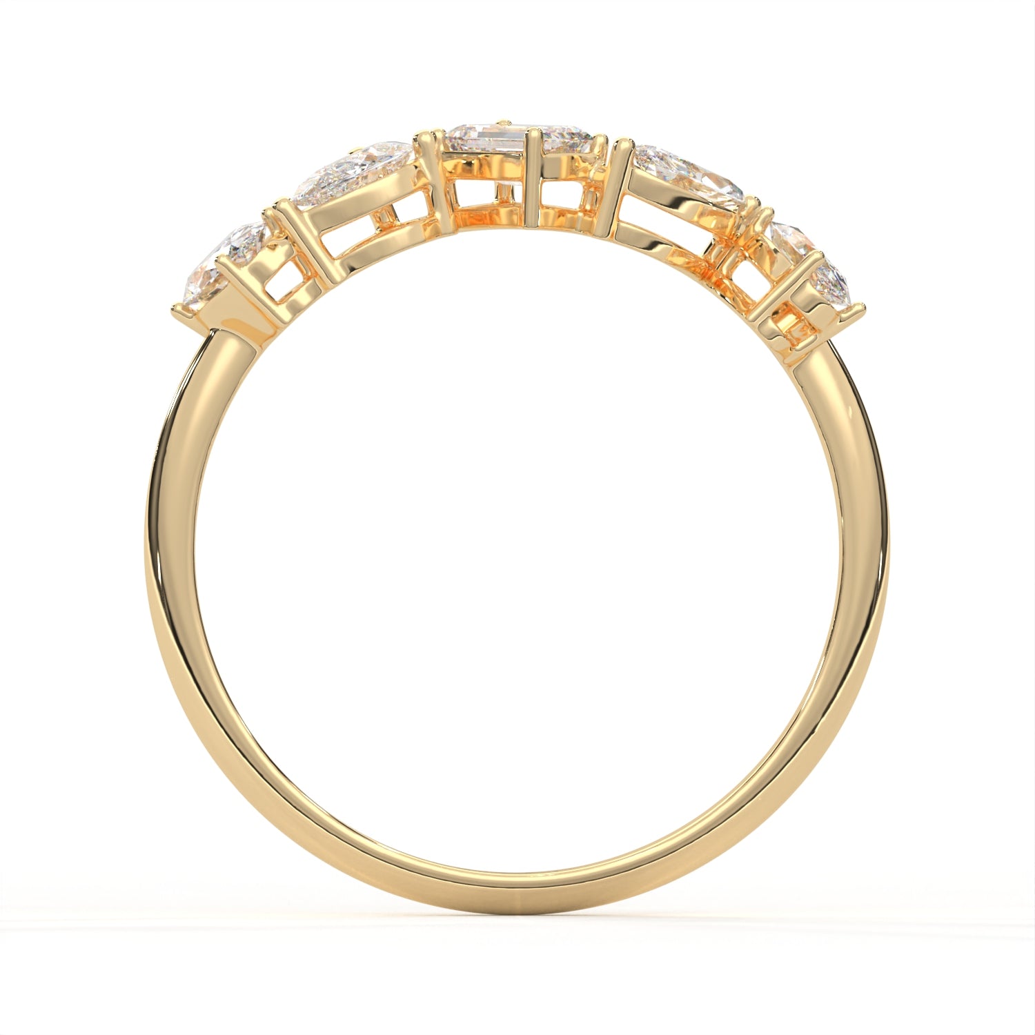 18K Gold Plated Five Stone Mixed Cut Ring