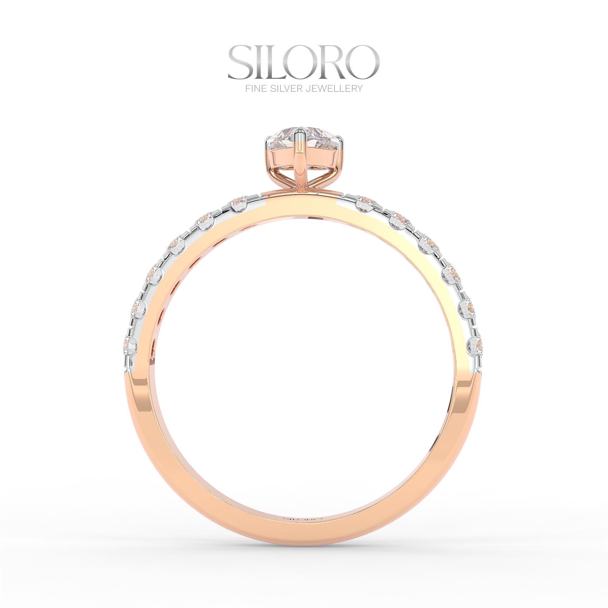 14 carat Gold Plated Silver 0.25ct Heart Shaped Diamond Moissanite Solitaire Ring