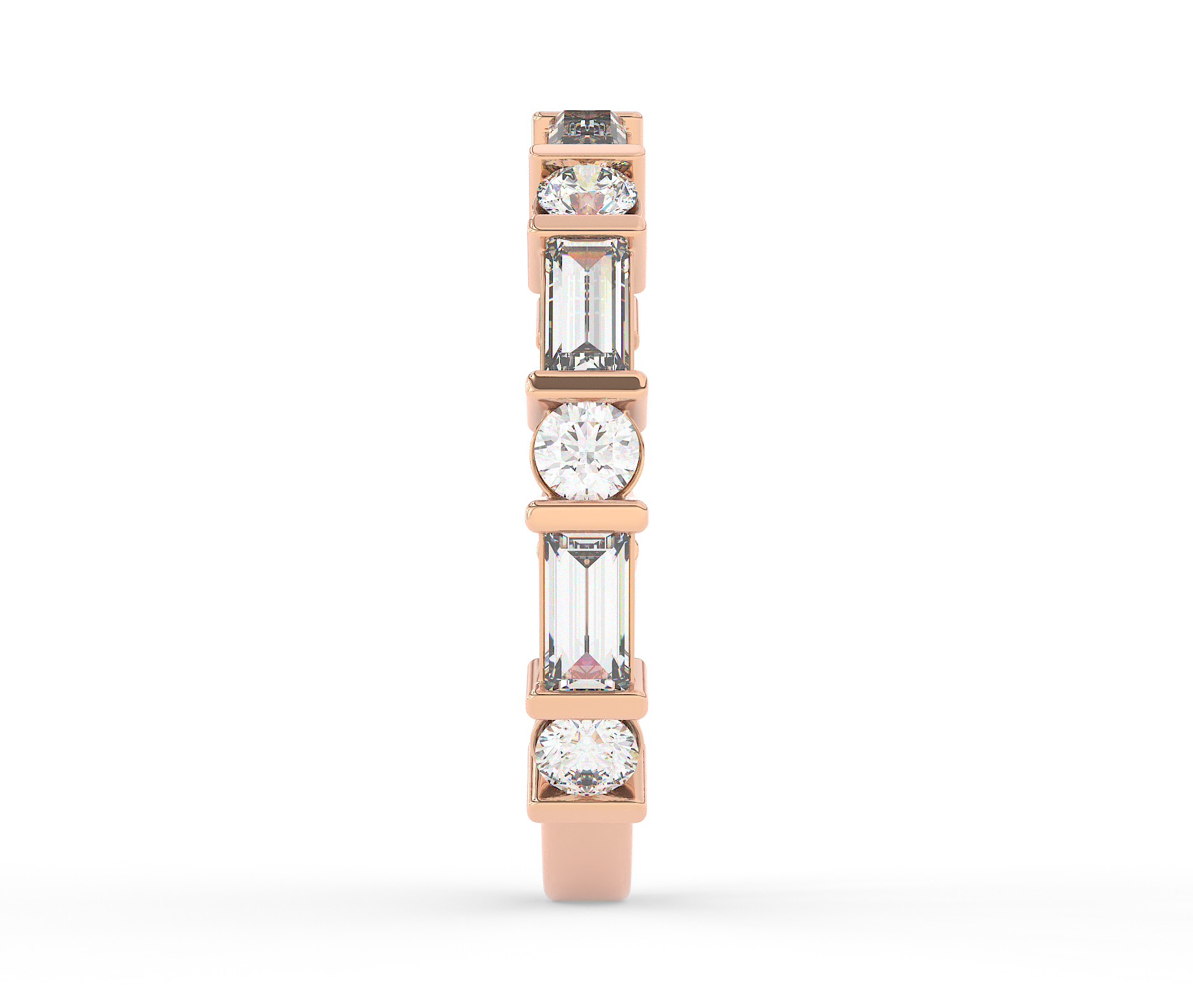18KT Gold Plated 0.57 baguette cut diamonds and 0.46 carat round cut diamonds Ring