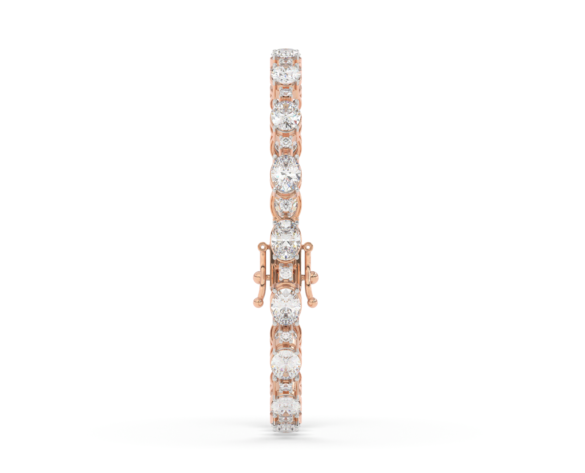 14KT Gold Plated Classic Oval and Round Diamond Bracelet