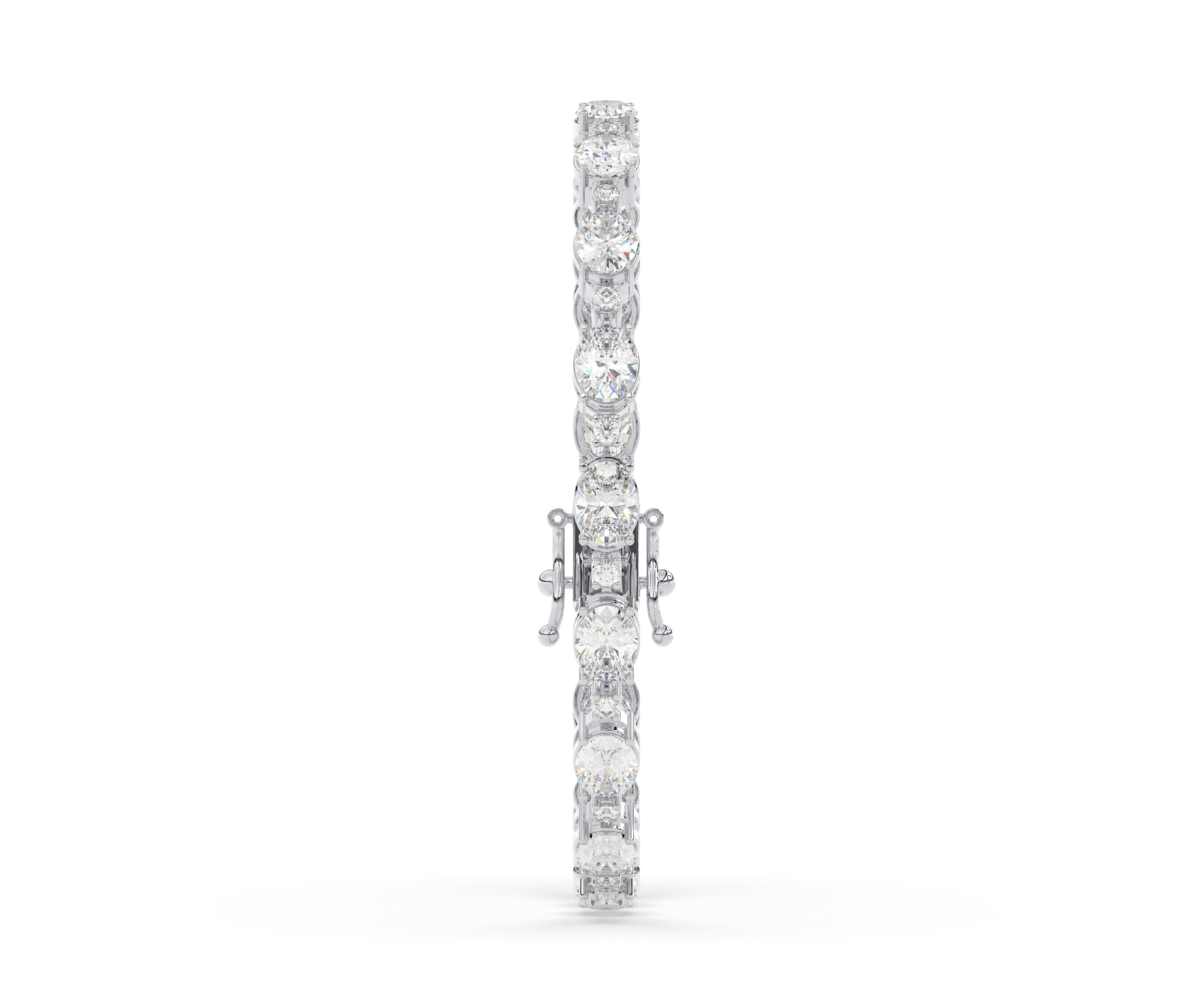 14KT Gold Plated Classic Oval and Round Diamond Bracelet