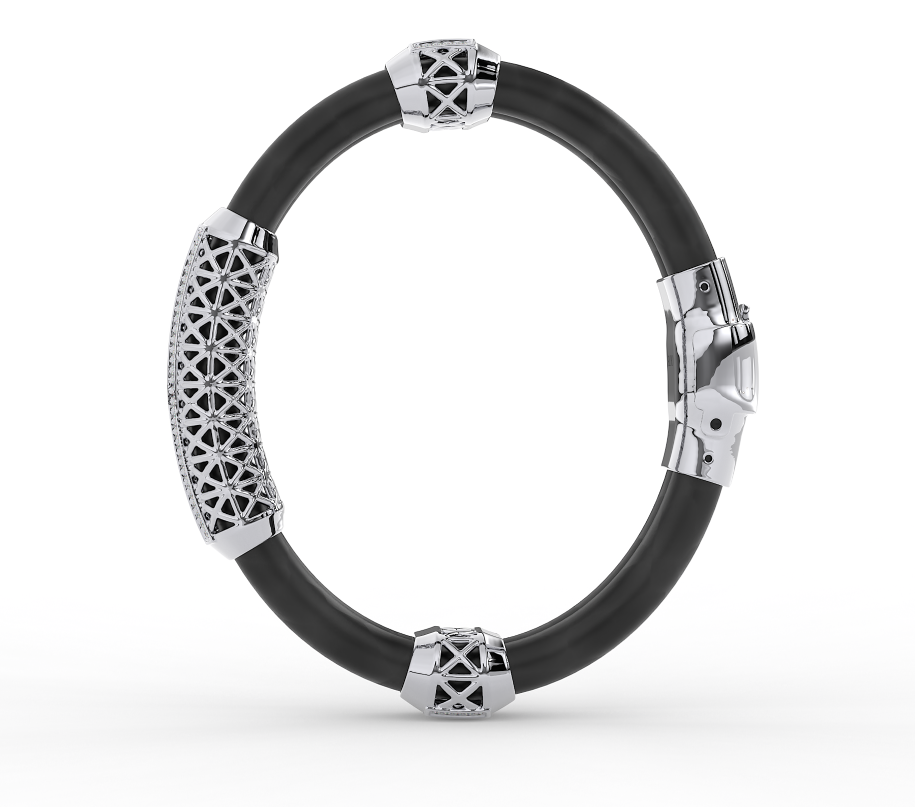 18KT Gold Plated black silicone band moissanite Diamond Lattice Bracelet