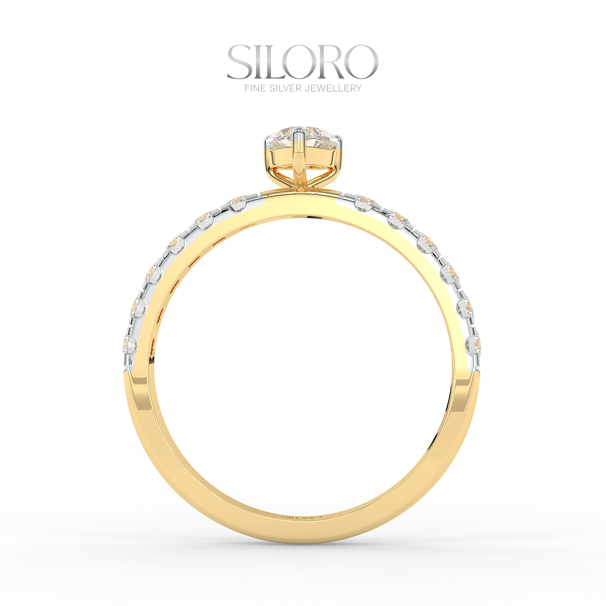 14 carat Gold Plated Silver 0.25ct Heart Shaped Diamond Moissanite Solitaire Ring