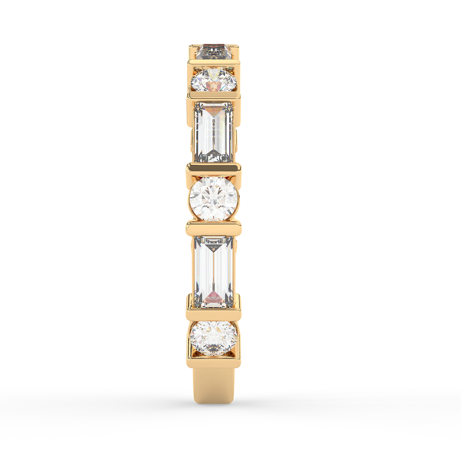 18KT Gold Plated 0.57 baguette cut diamonds and 0.46 carat round cut diamonds Ring