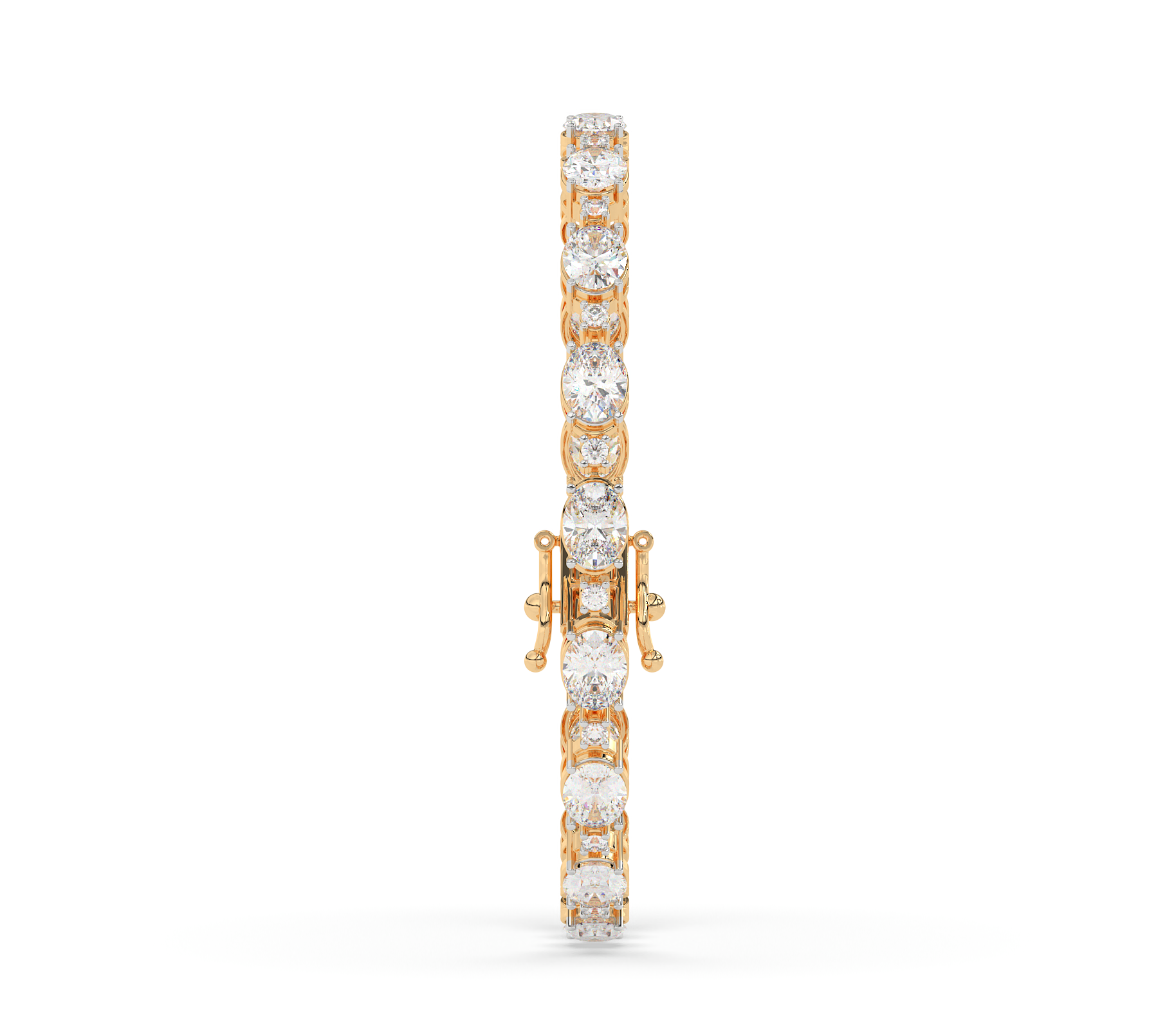 14KT Gold Plated Classic Oval and Round Diamond Bracelet