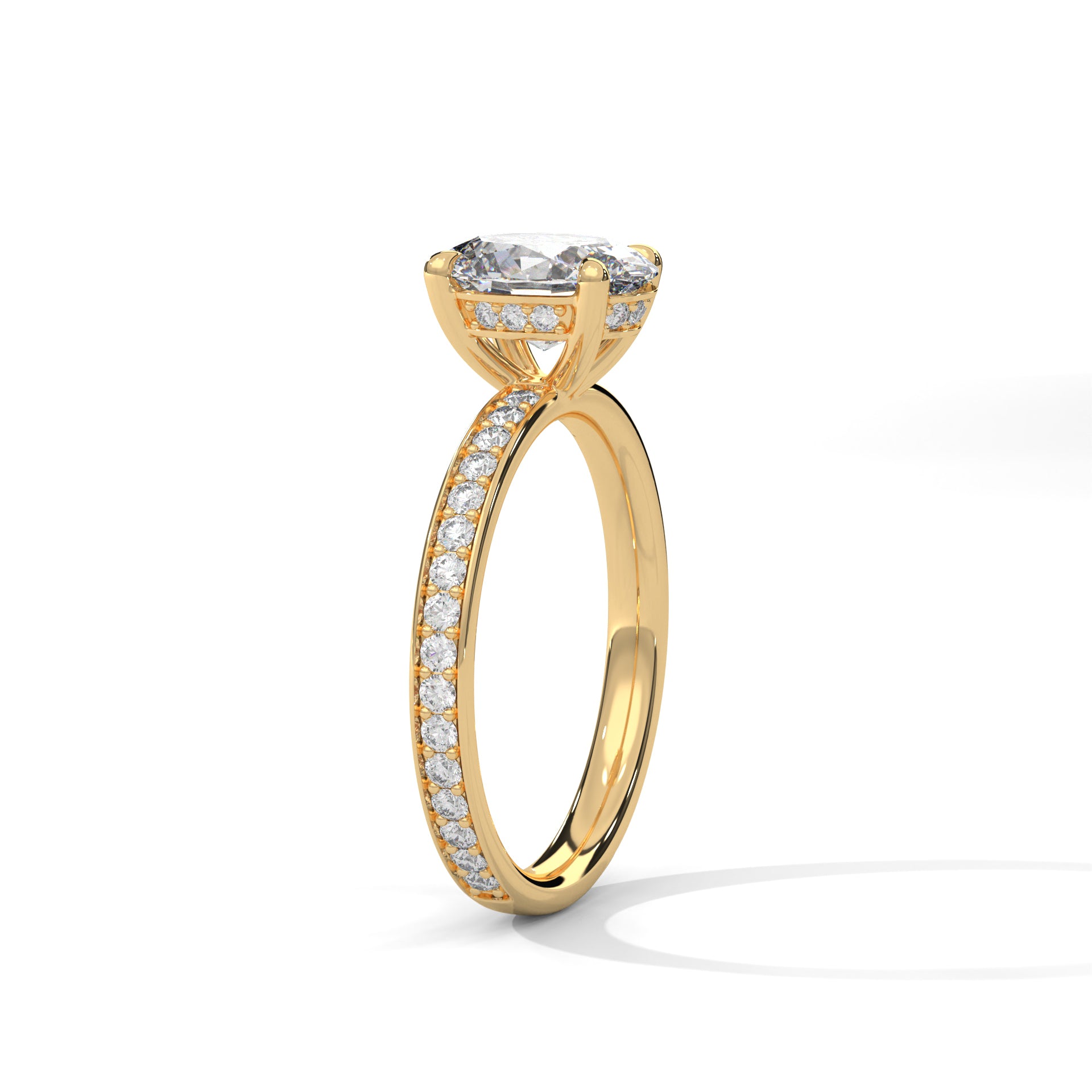 14 KT Gold Plated 2.45 Ct Oval Cut With Hidden Accents Solitaire Diamond Ring For Women