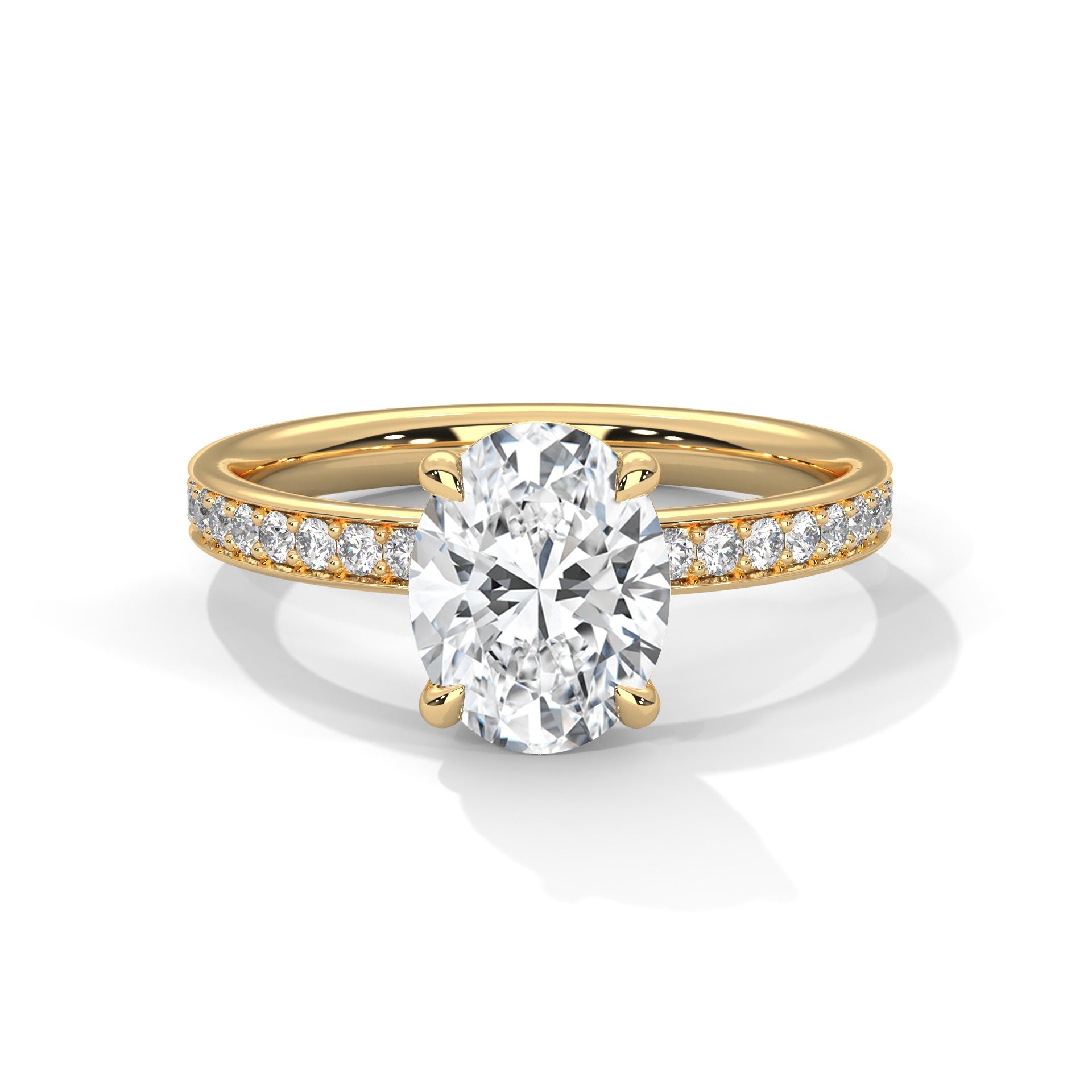 14 KT Gold Plated 2.45 Ct Oval Cut With Hidden Accents Solitaire Diamond Ring For Women