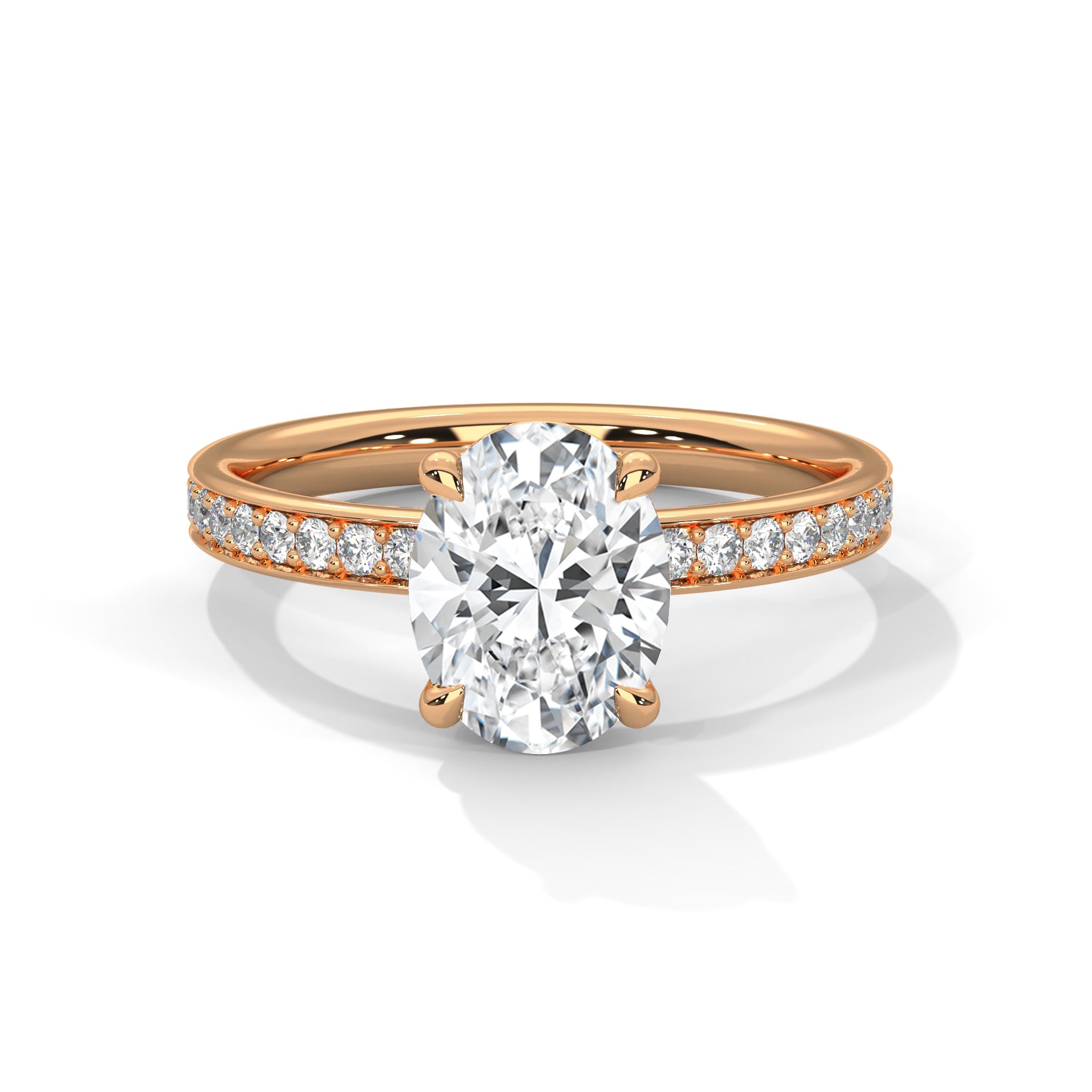14 KT Gold Plated 2.45 Ct Oval Cut With Hidden Accents Solitaire Diamond Ring For Women