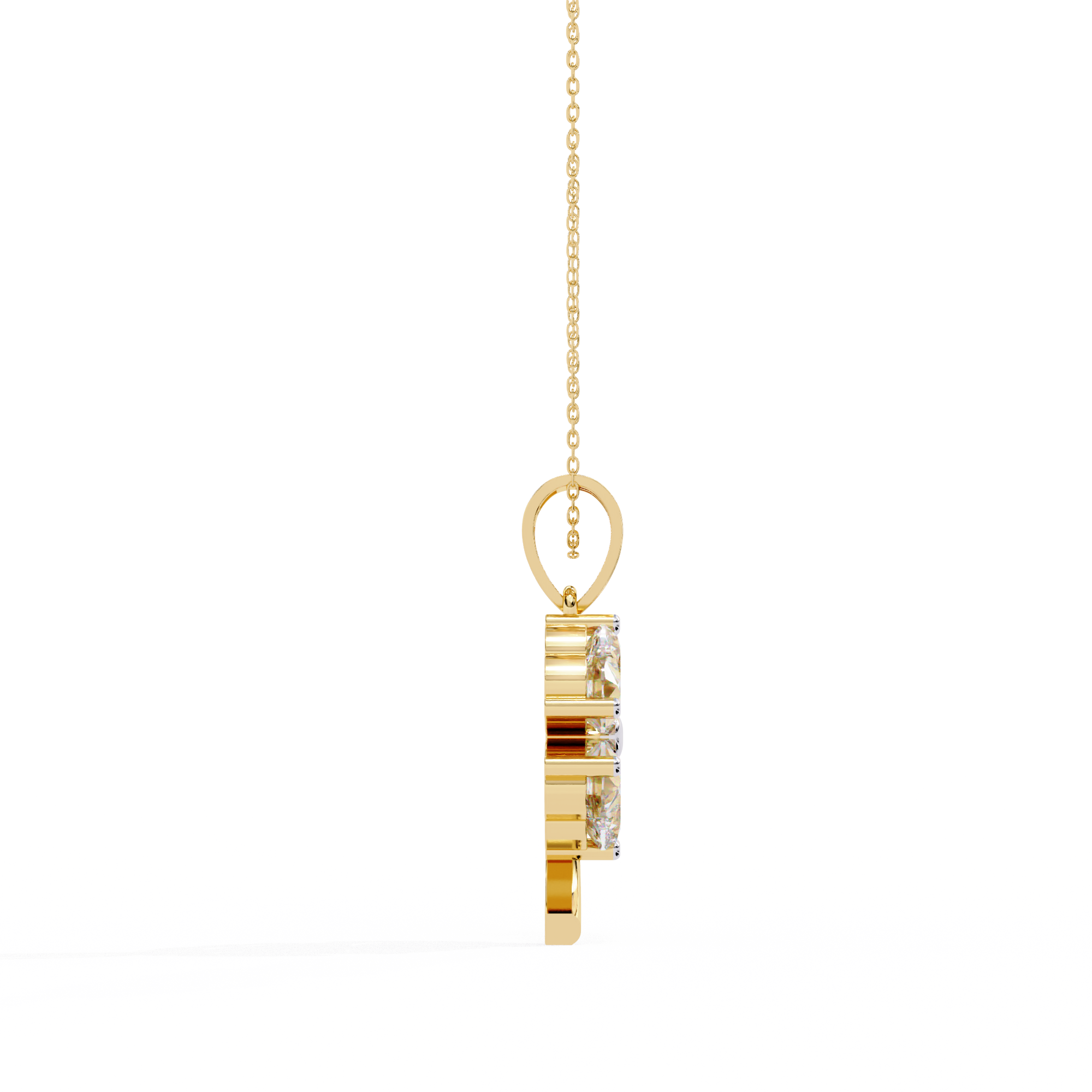 18KT yellow gold Plated Solitaire Pendent in featuring Four solitaire stones.