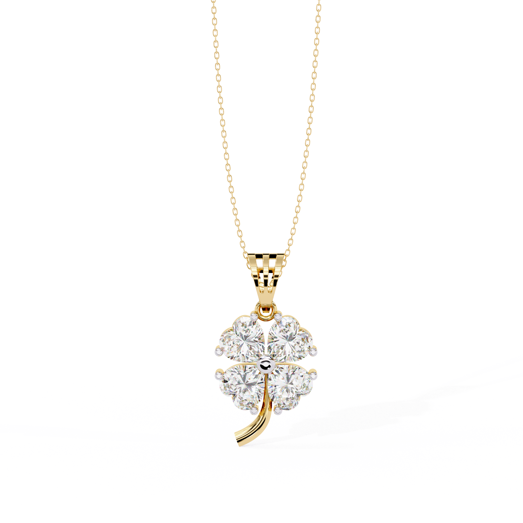 18KT yellow gold Plated Solitaire Pendent in featuring Four solitaire stones.