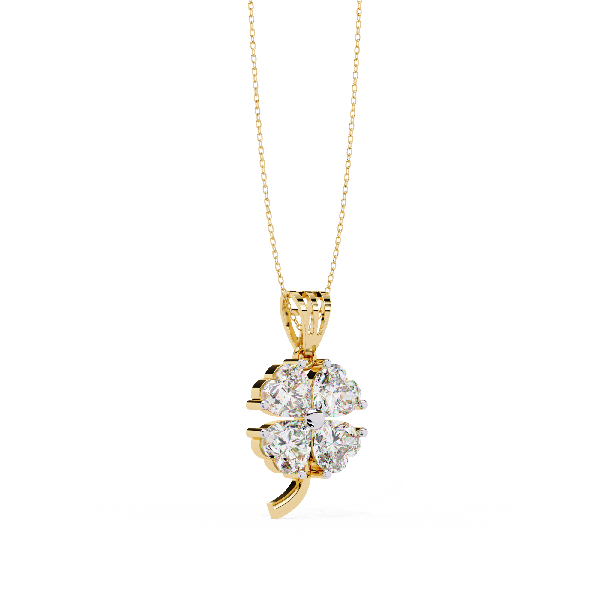 18KT yellow gold Plated Solitaire Pendent in featuring Four solitaire stones.