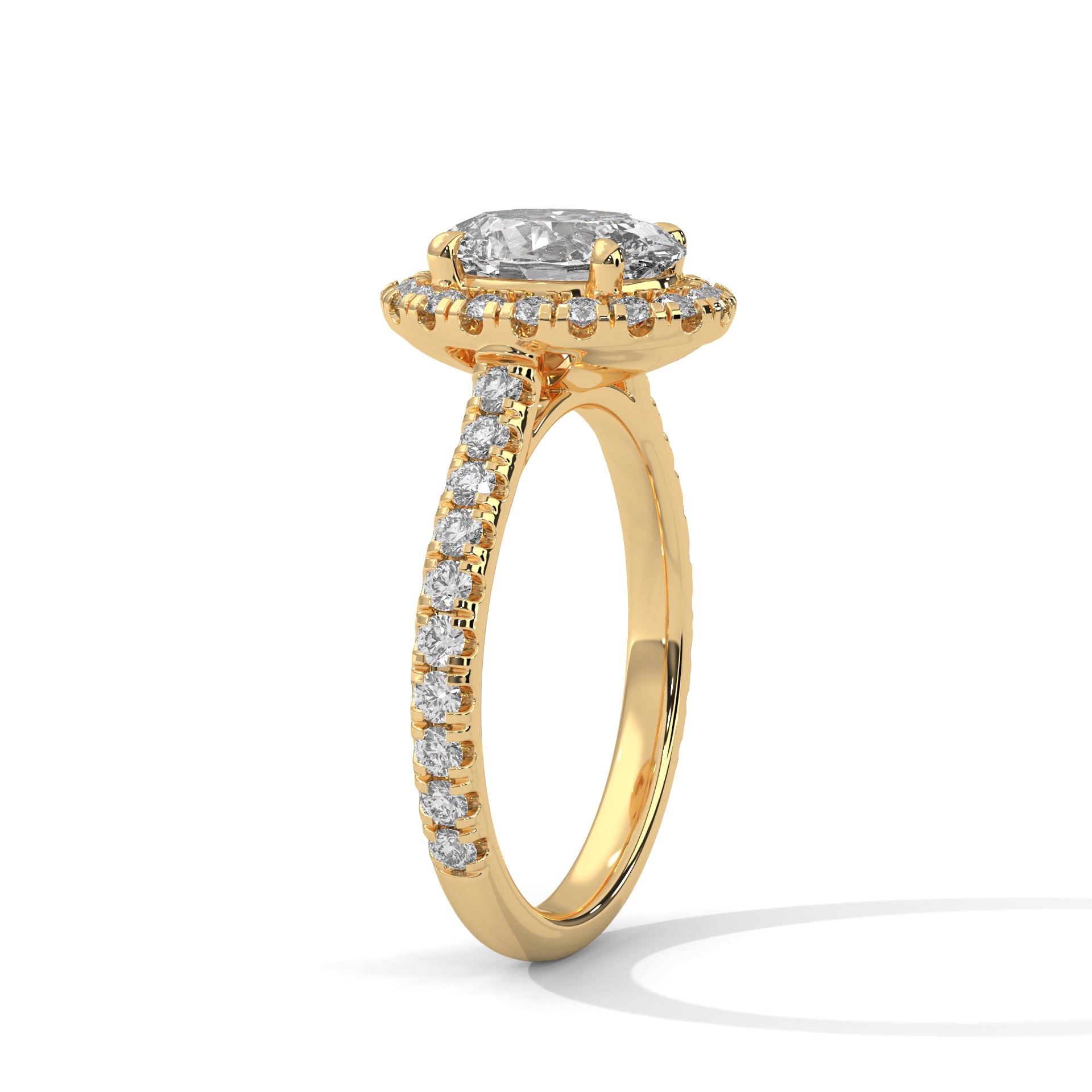 18KT Gold Plated 2.61 CT Oval Cut Halo Solitaire Diamond Ring