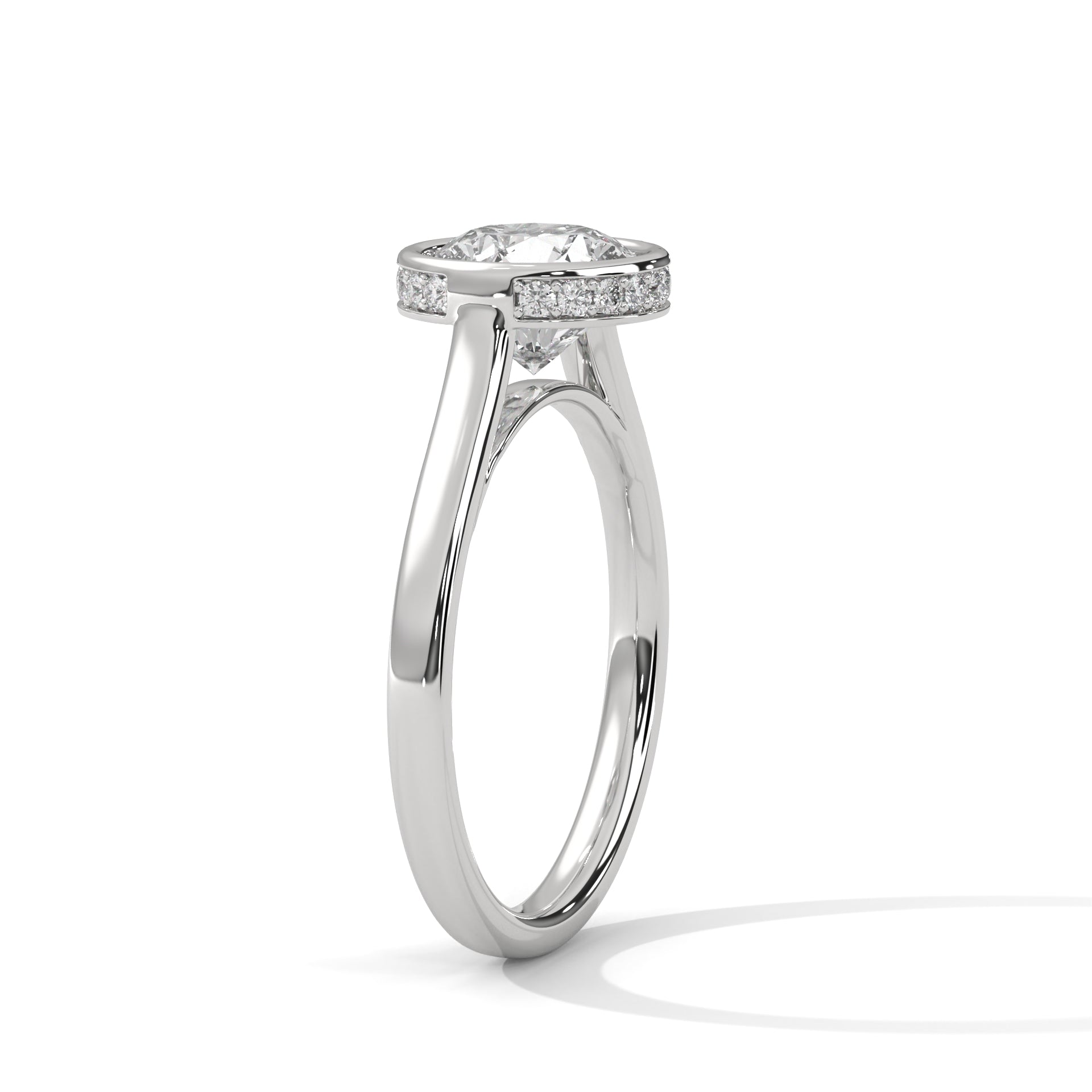 18KT Gold Plated 2 carat Round Cut Bezel Hidden Halo Ring