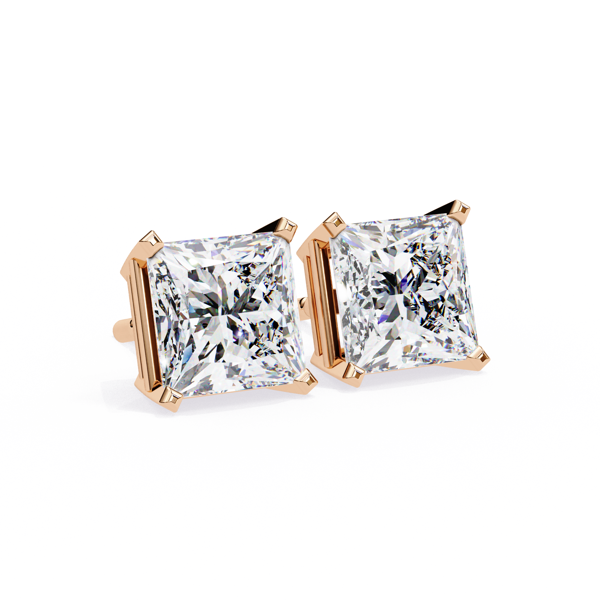 1.5 carat princess cut diamond stud earrings