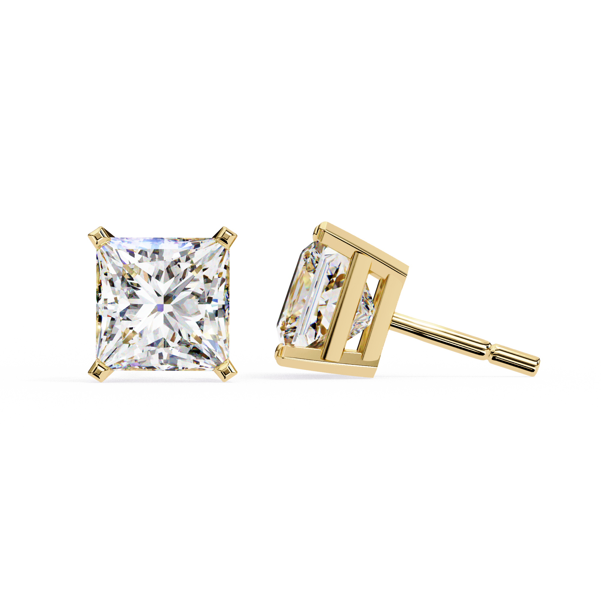 1.5 carat princess cut diamond stud earrings