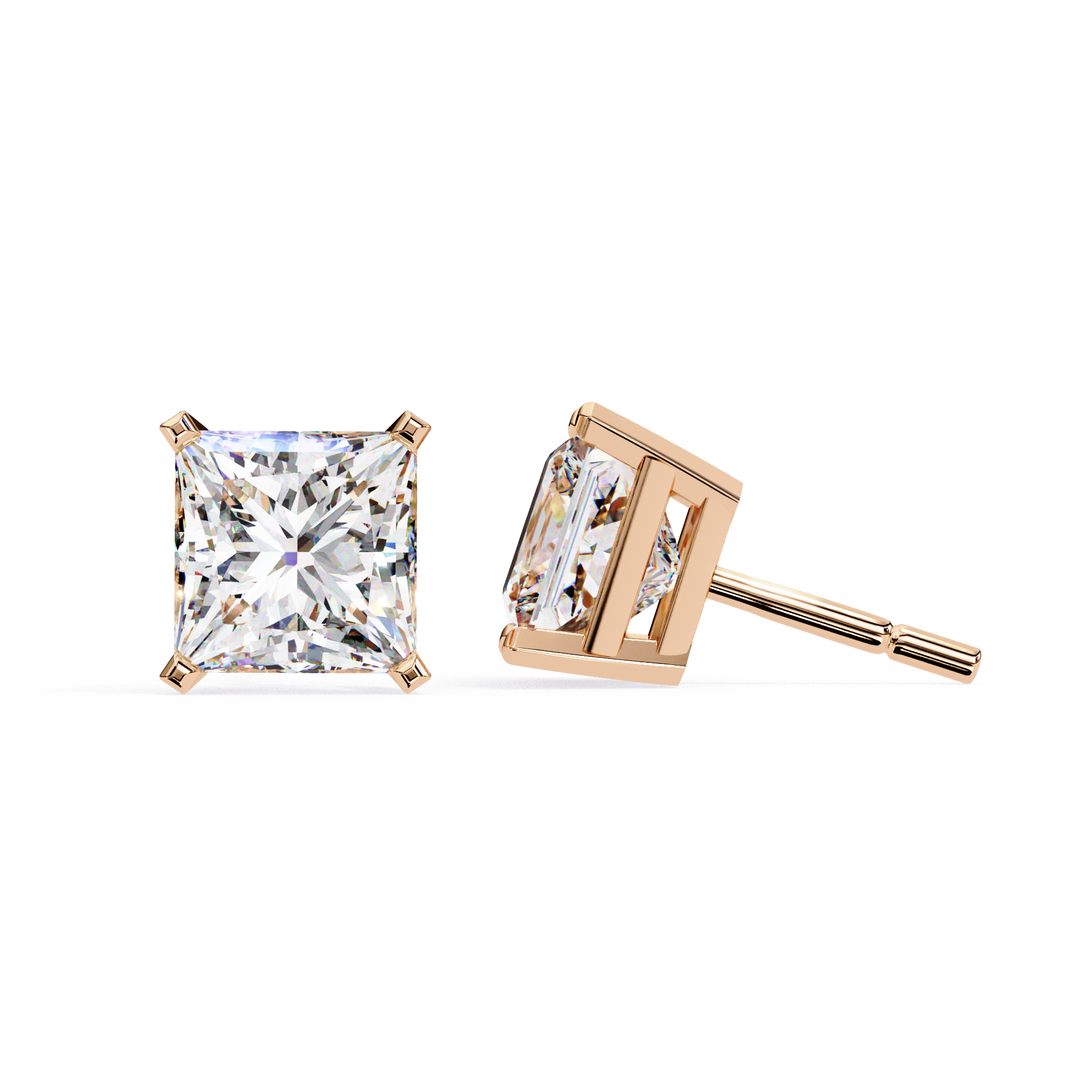 1.5 carat princess cut diamond stud earrings