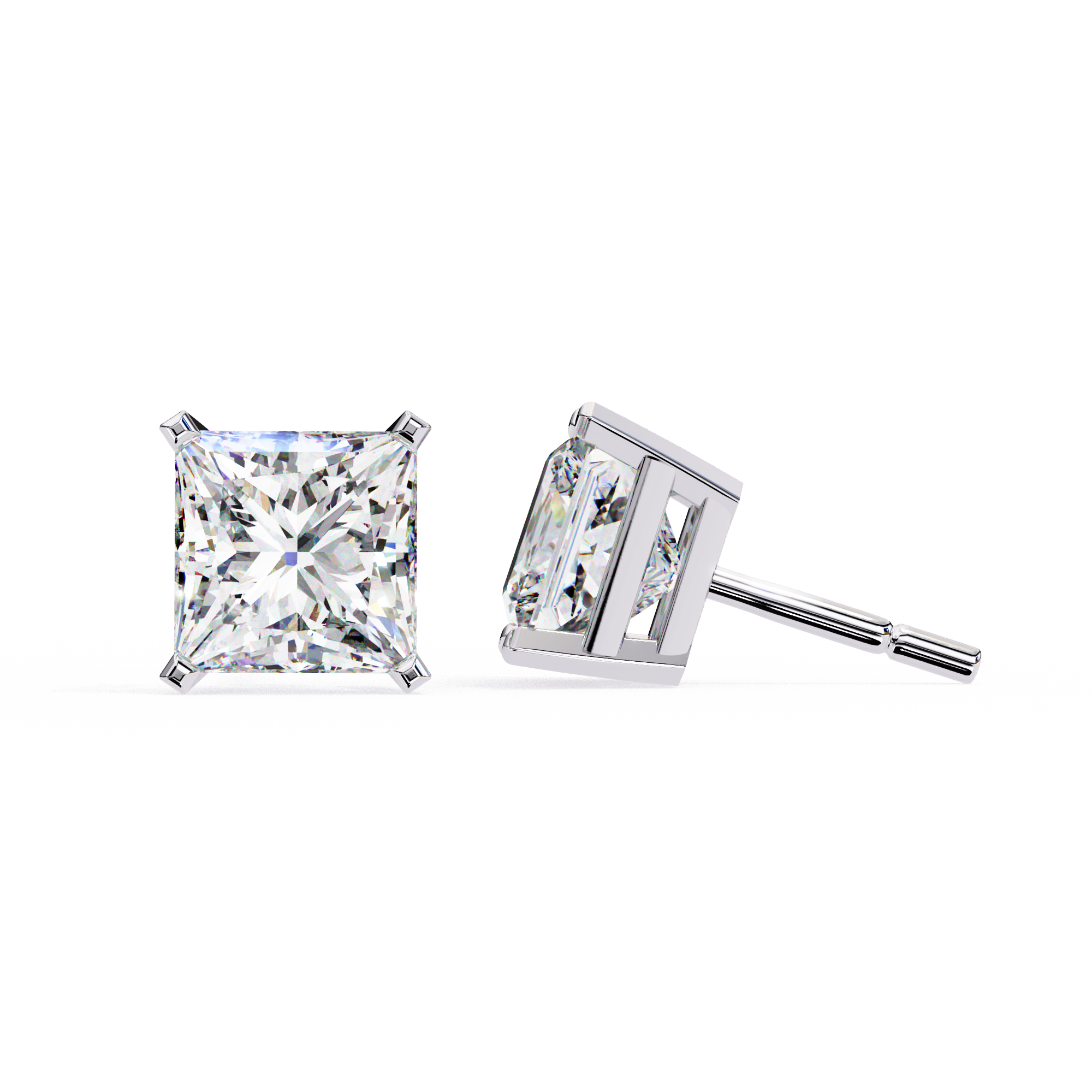 1.5 carat princess cut diamond stud earrings