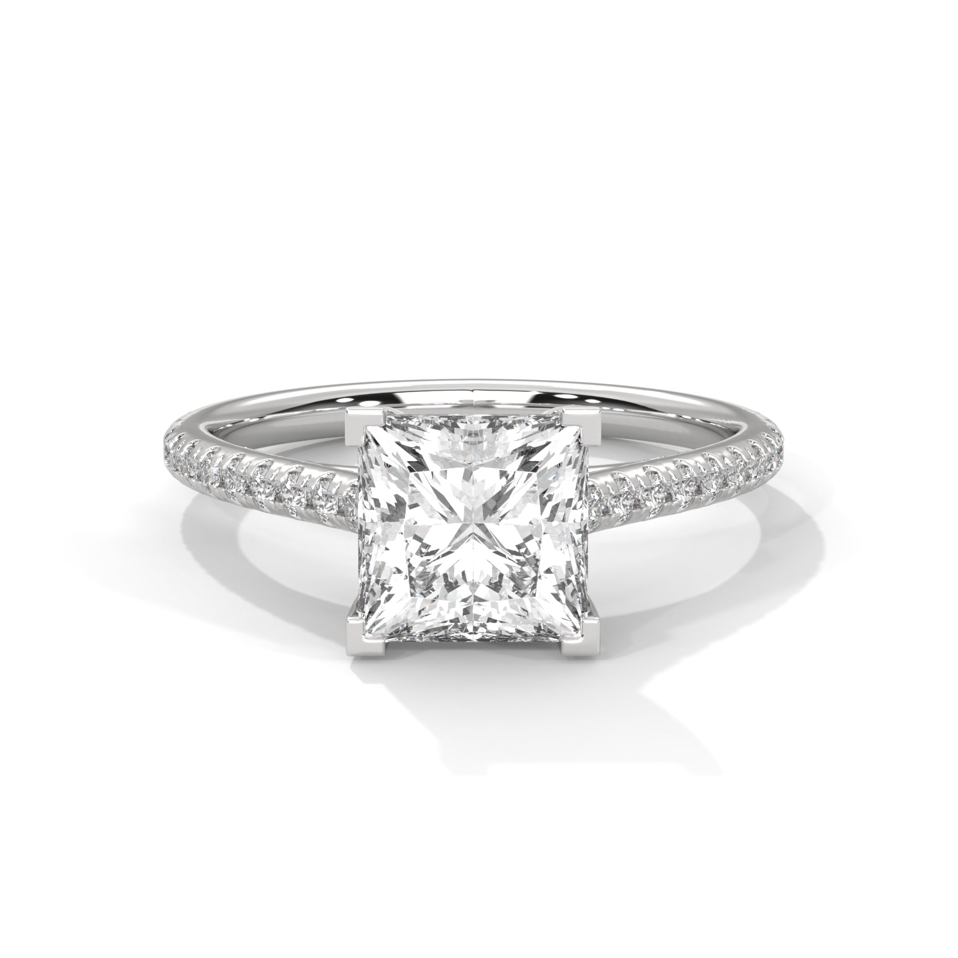 Silver 1.22 Ct Princess Cut Solitaire Diamond Ring For Women