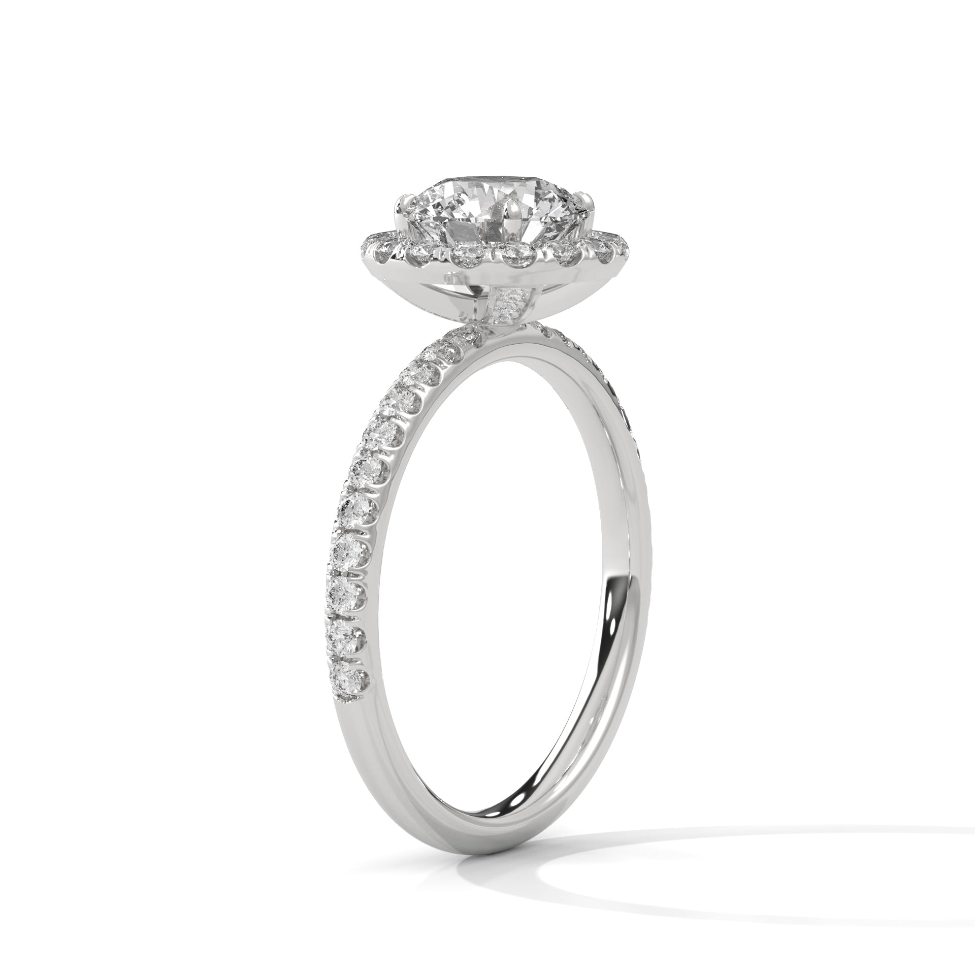 14 KT Gold Plated 1 Ct Round Cut 0.47 Halo Solitaire Diamond Ring For Women