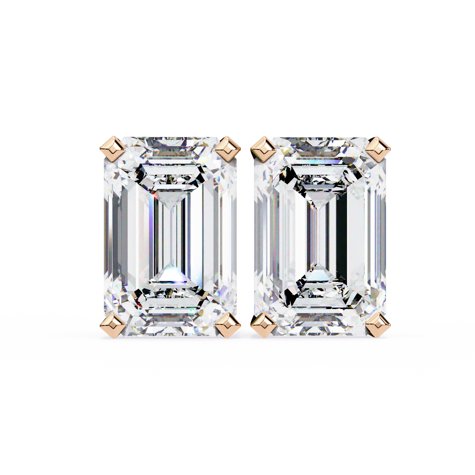1.5 Carat emerald cut diamond stud earrings in a four prong