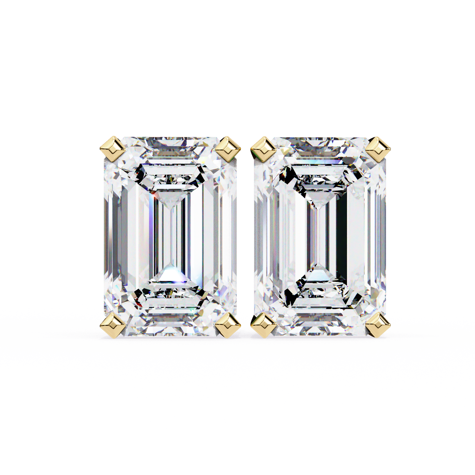 1.5 Carat emerald cut diamond stud earrings in a four prong