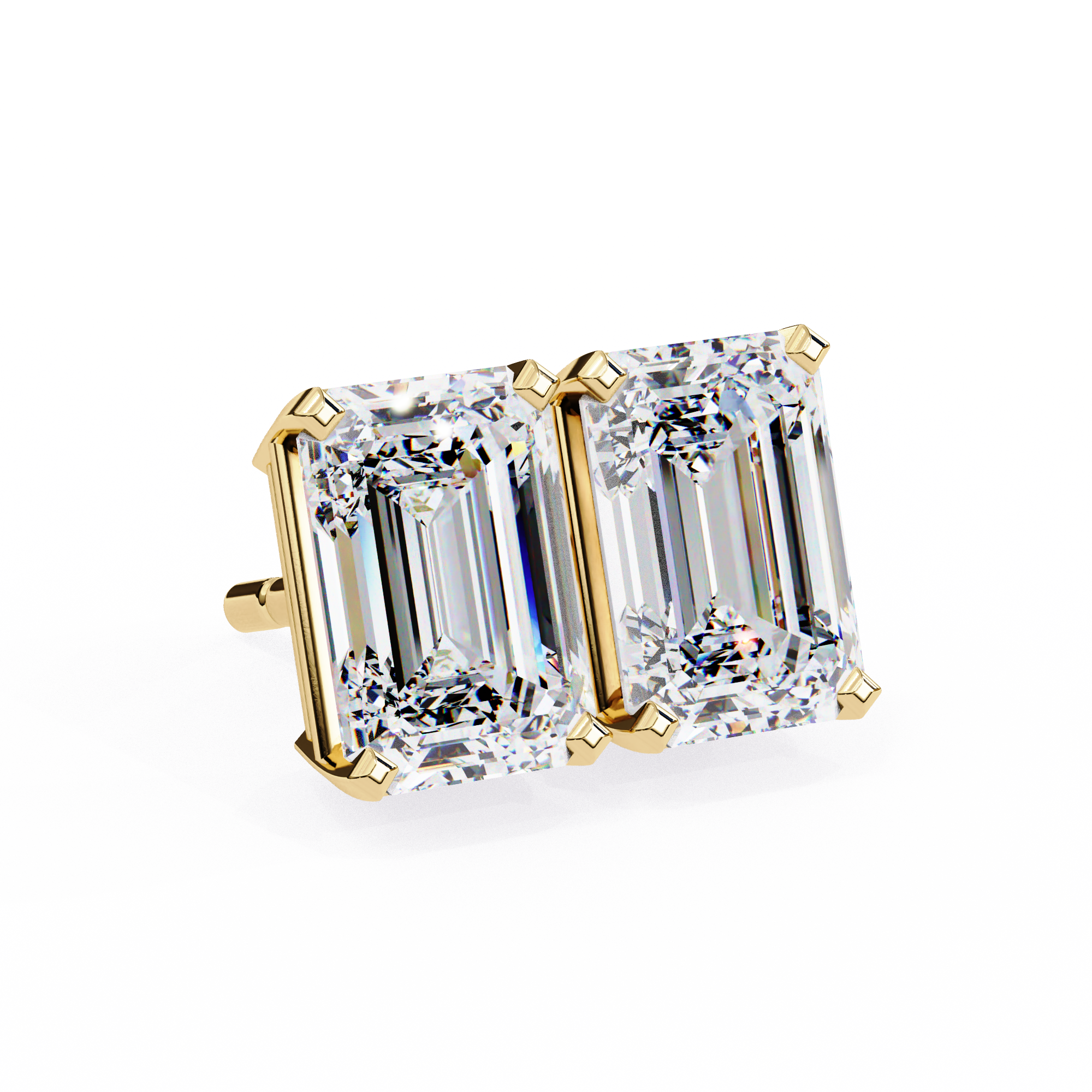 1.5 Carat emerald cut diamond stud earrings in a four prong