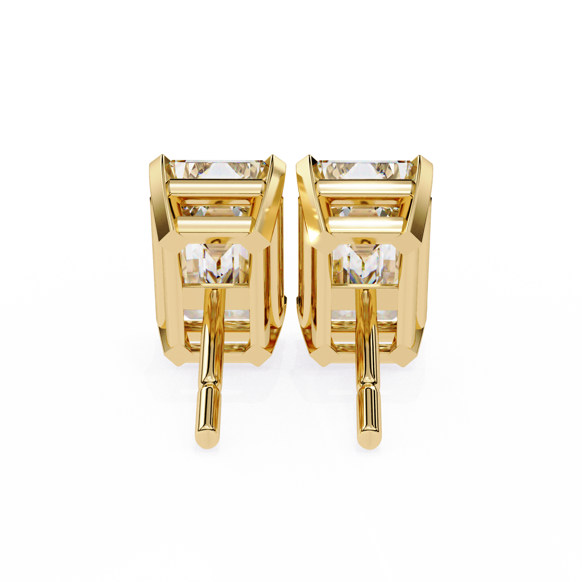 1.5 Carat emerald cut diamond stud earrings in a four prong