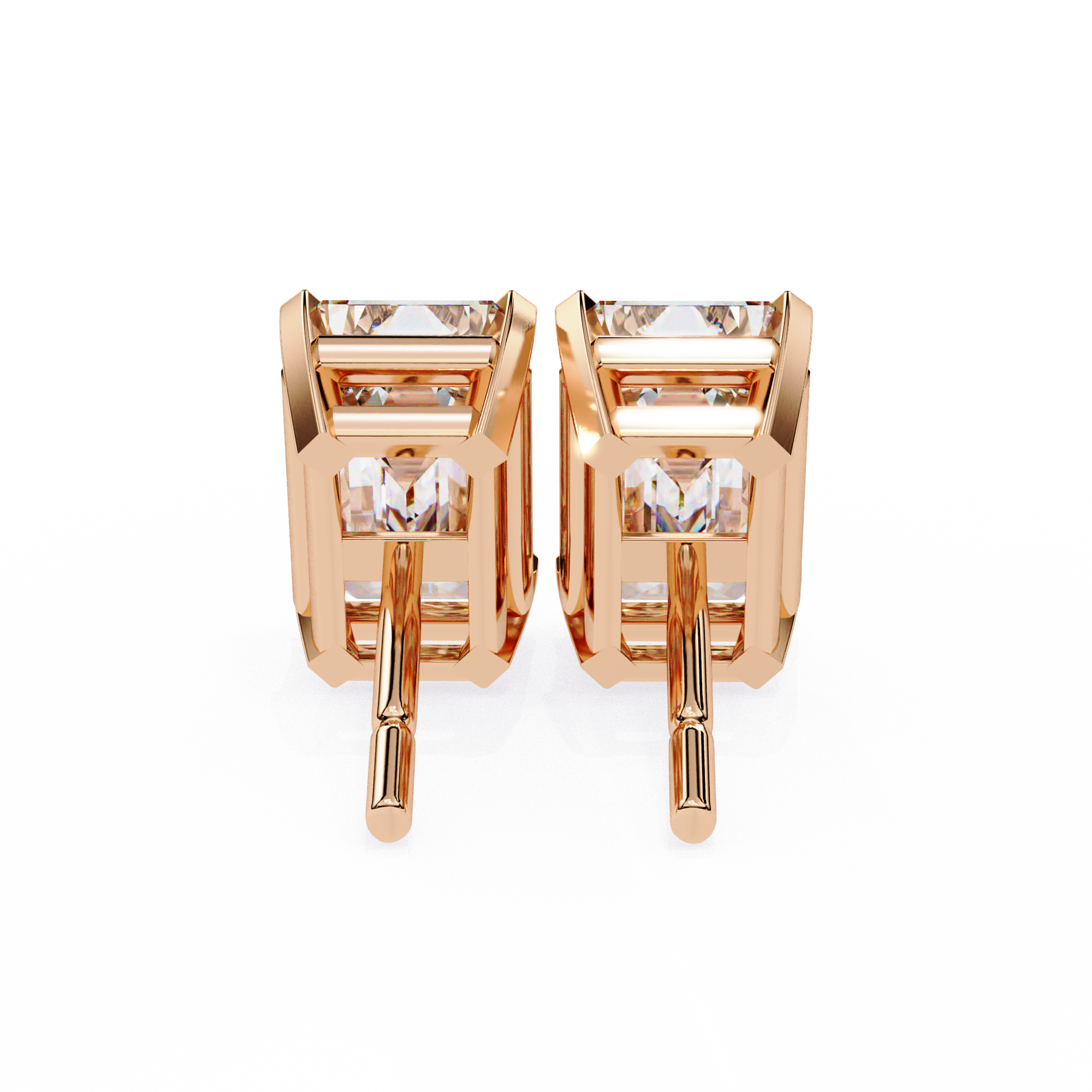 1.5 Carat emerald cut diamond stud earrings in a four prong