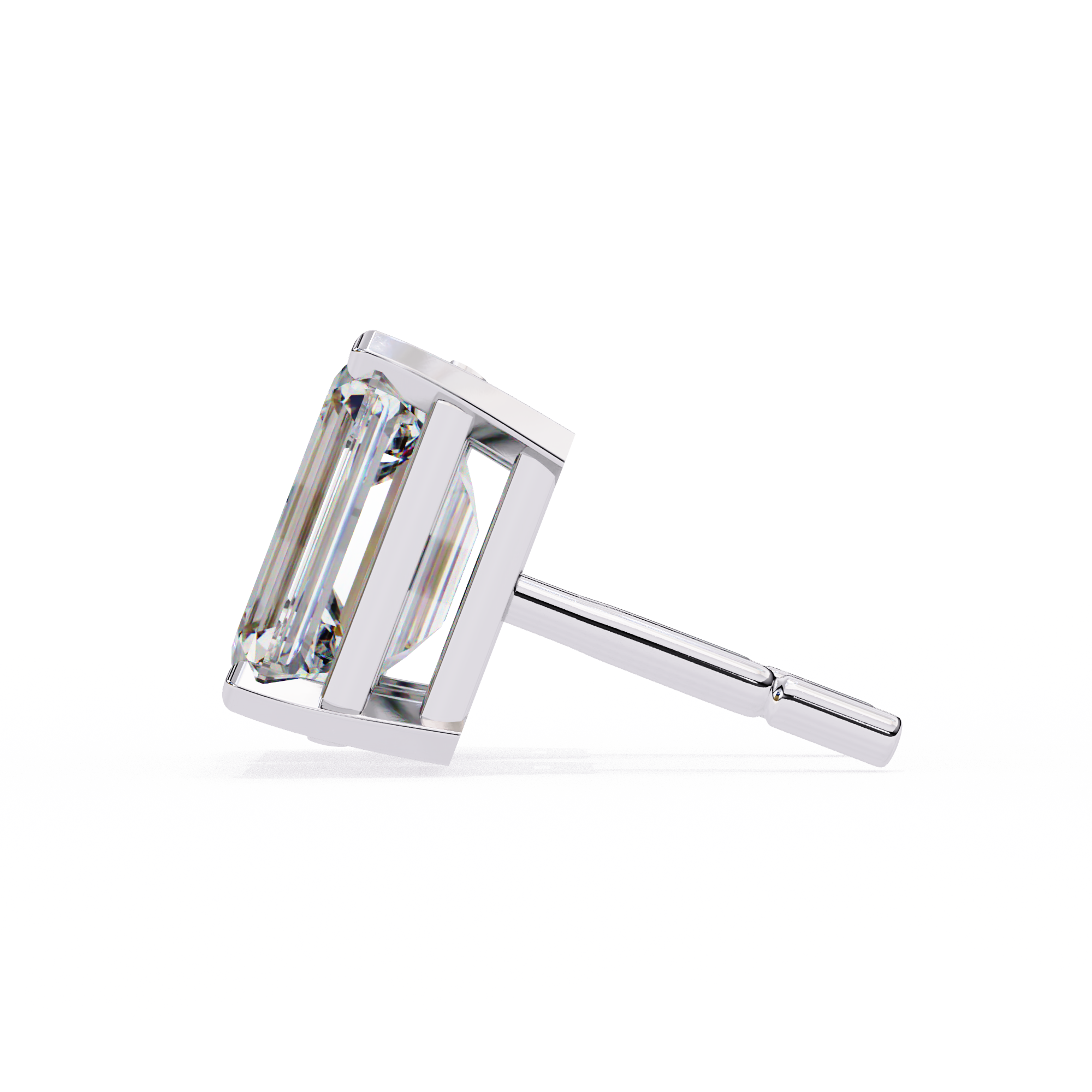 1.5 Carat emerald cut diamond stud earrings in a four prong