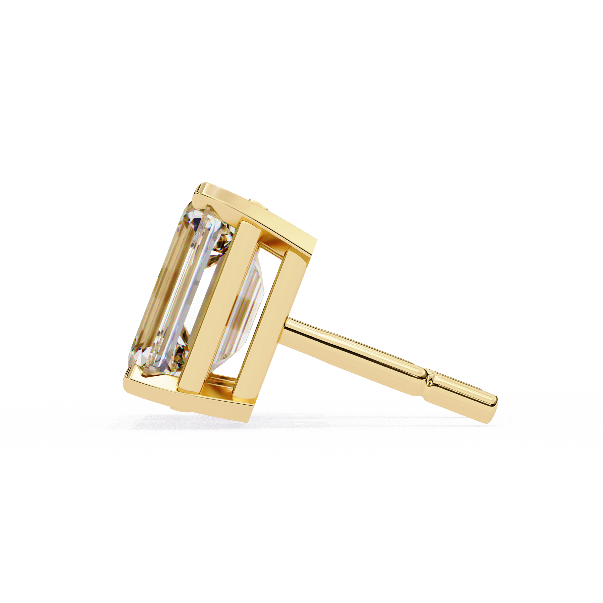 1.5 Carat emerald cut diamond stud earrings in a four prong