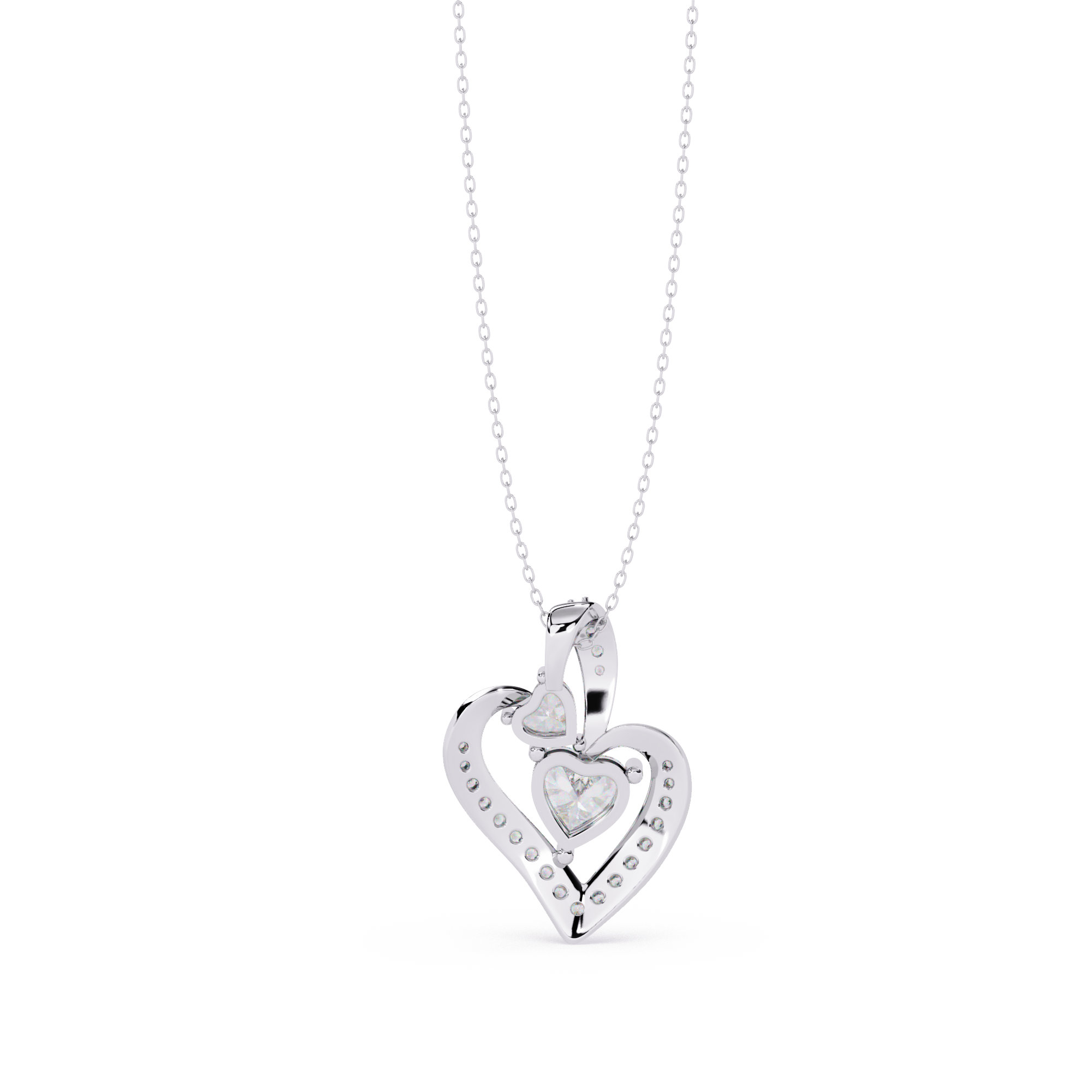 18KT Gold Plated Double Heart Moissanite Diamond Pendant