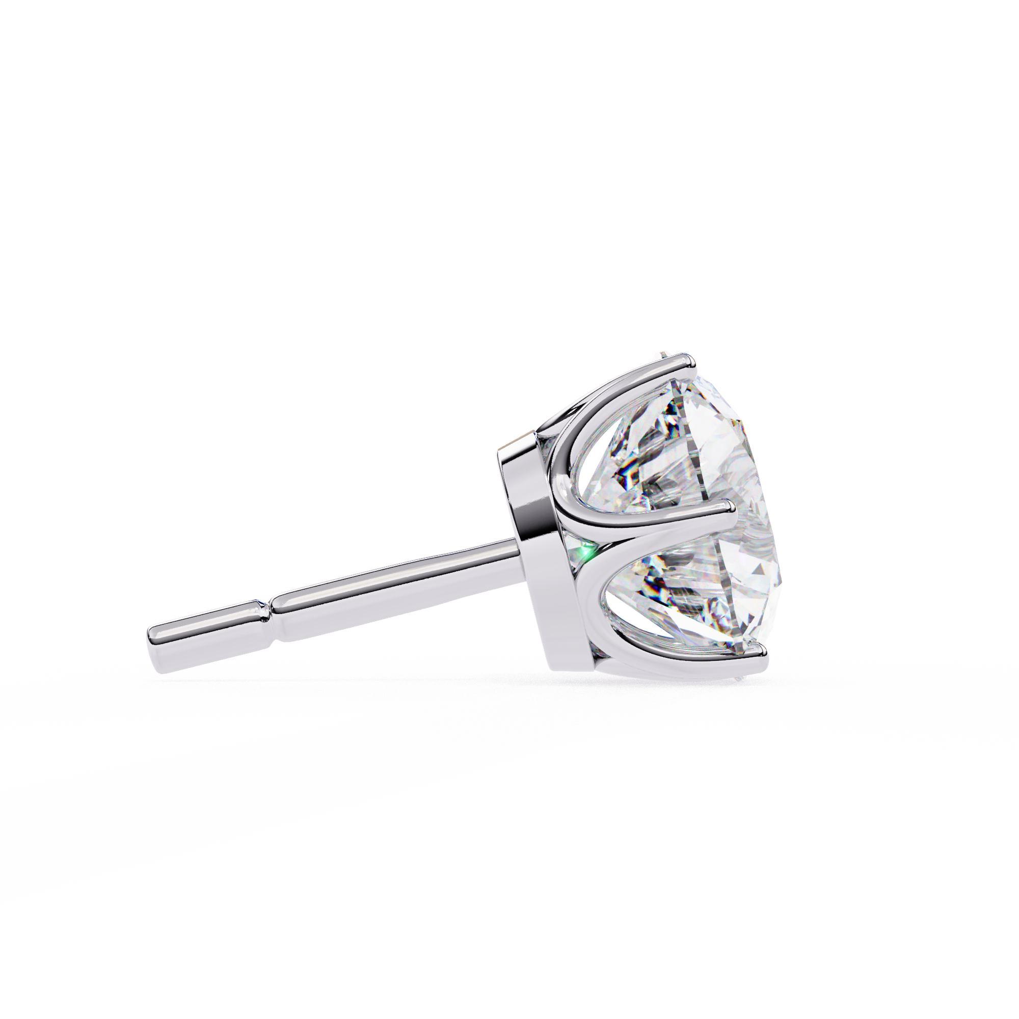 2.5 Carat Round diamond stud earrings set in a six prong basket setting