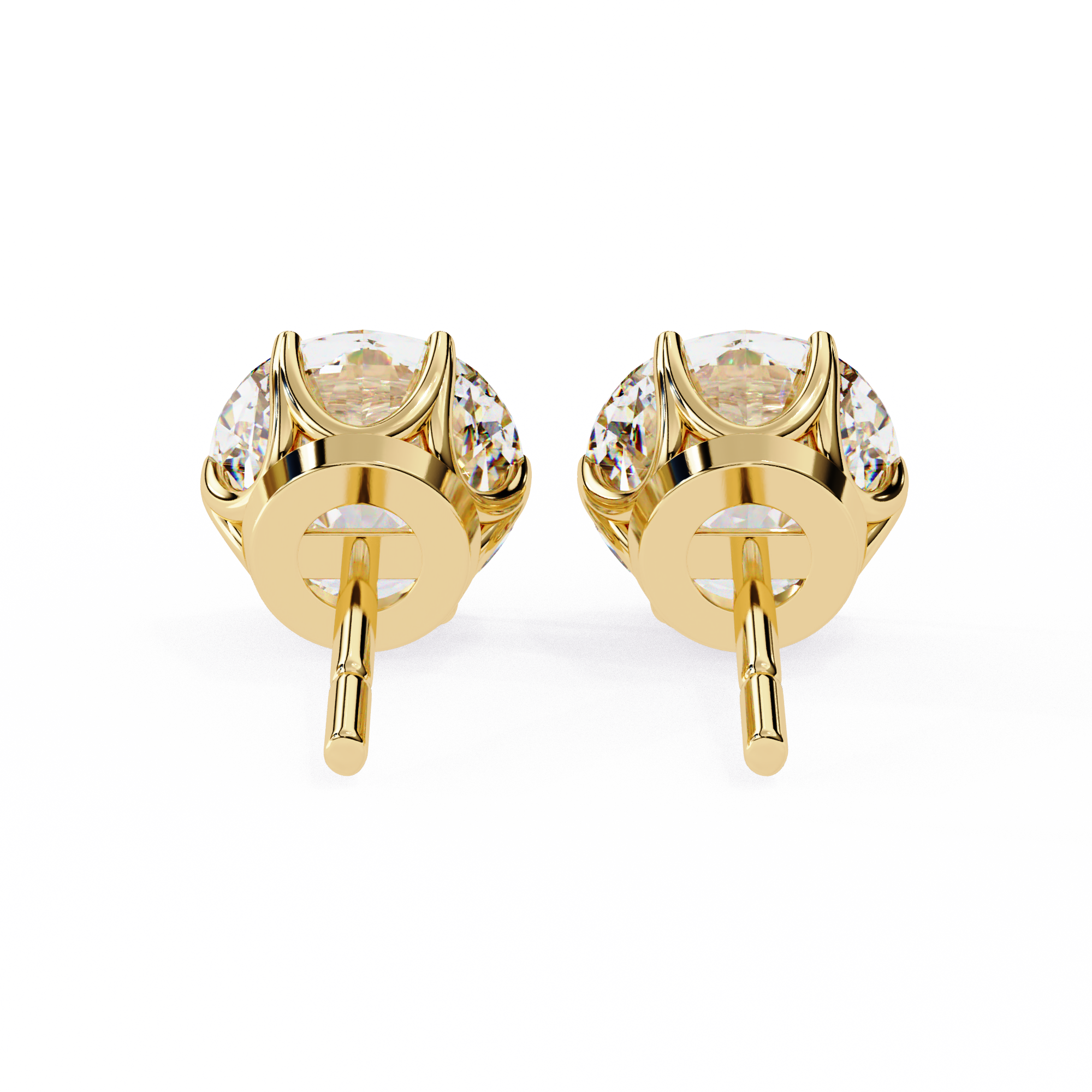 2.5 Carat Round diamond stud earrings set in a six prong basket setting