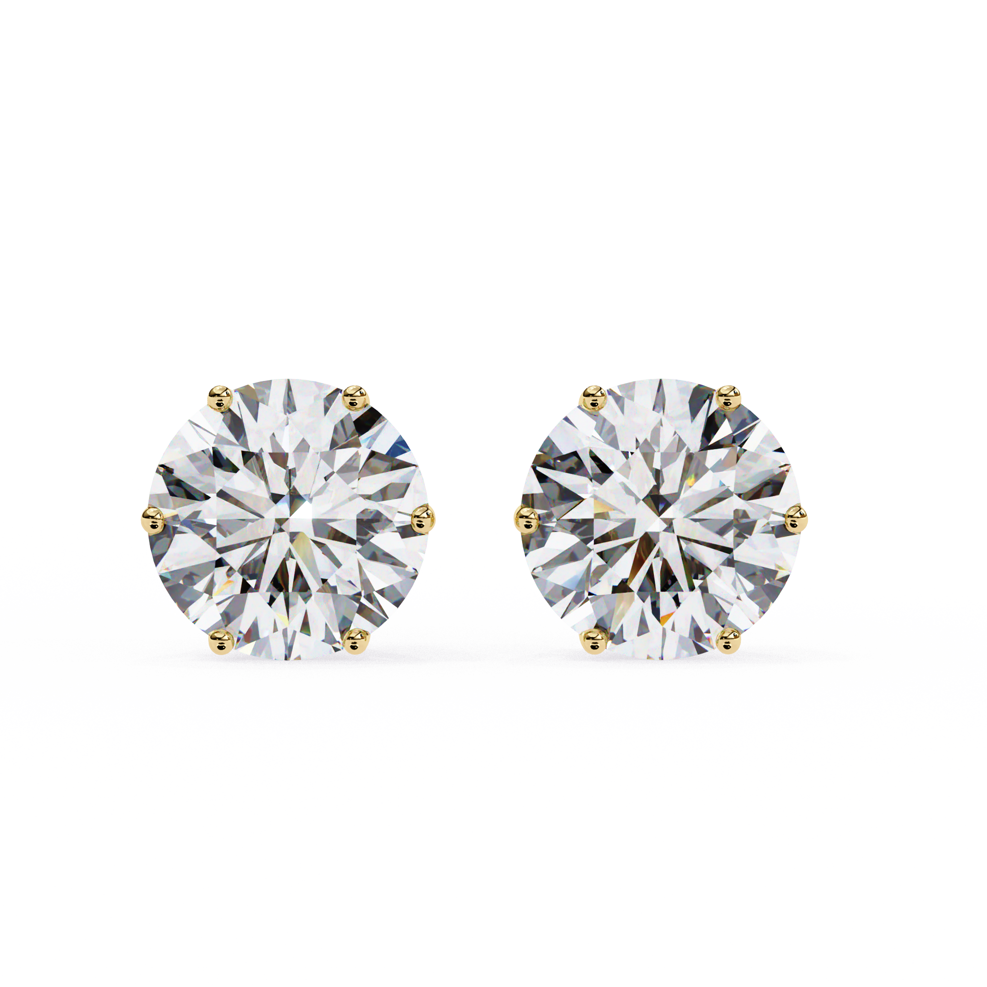 2.5 Carat Round diamond stud earrings set in a six prong basket setting
