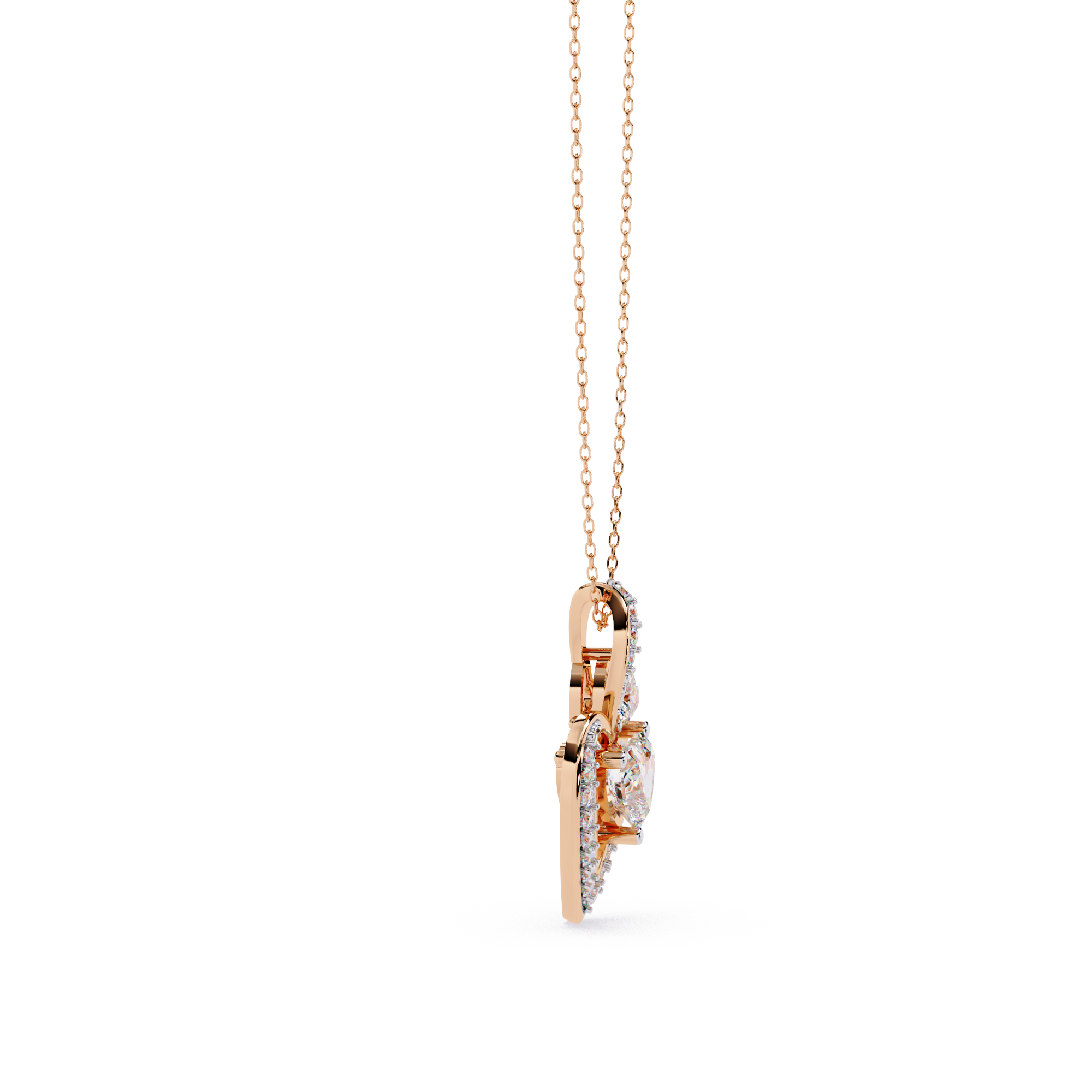 18KT Gold Plated Double Heart Moissanite Diamond Pendant