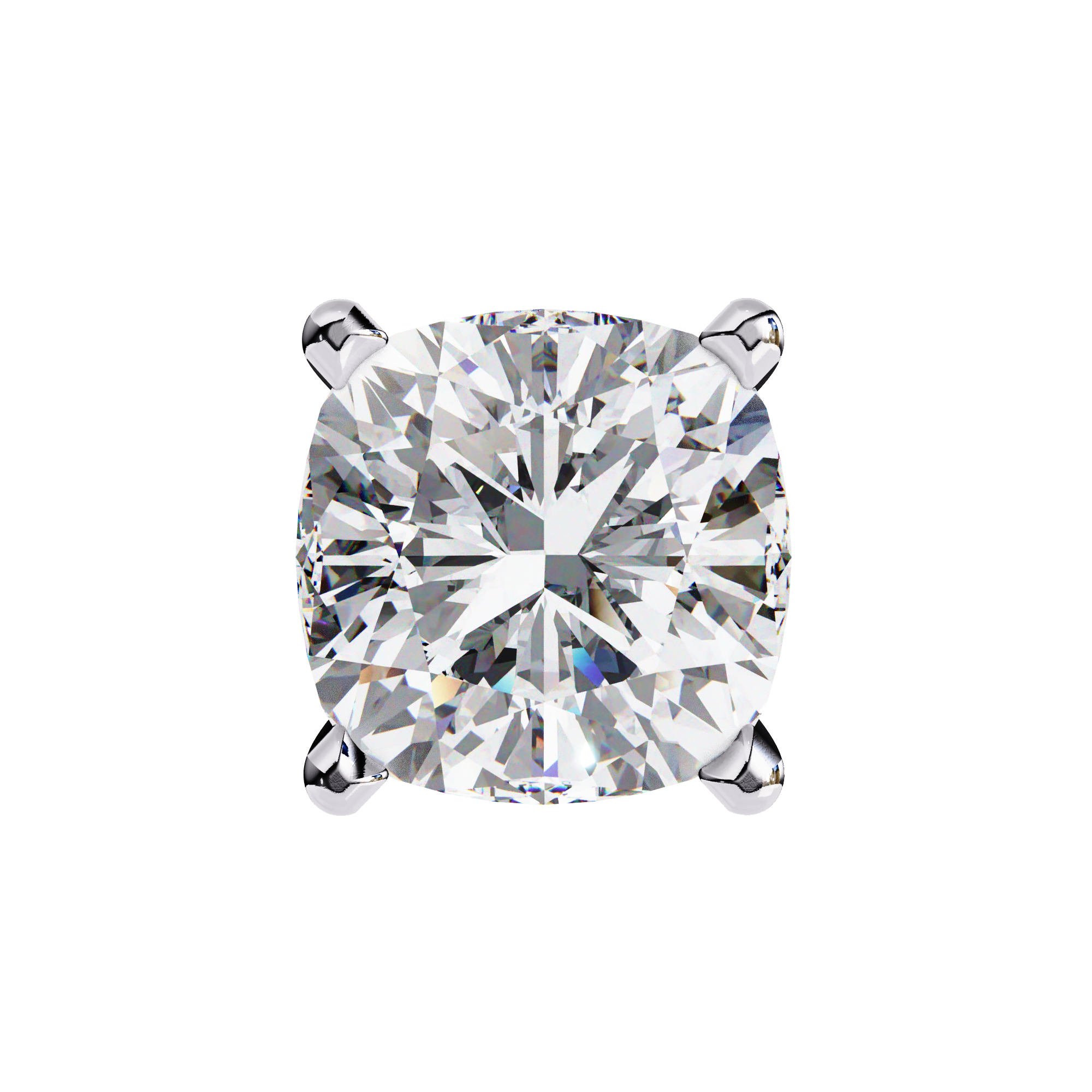Pair of Cushion-cut diamond stud earrings in a four-prong basket setting