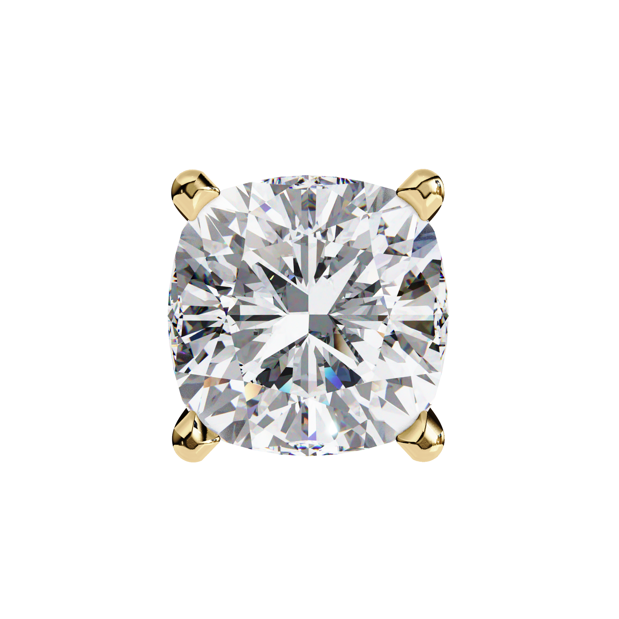 Pair of Cushion-cut diamond stud earrings in a four-prong basket setting
