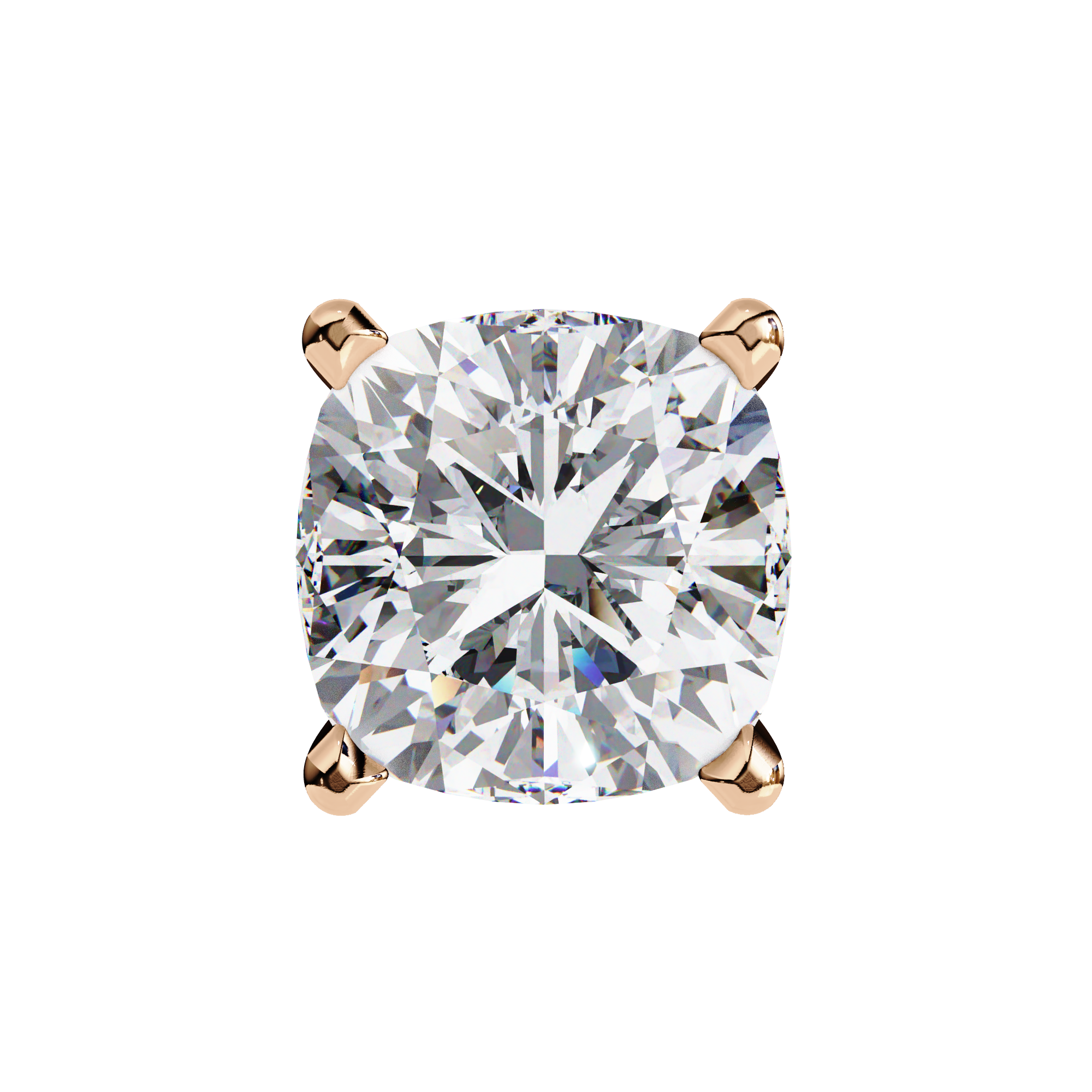 Pair of Cushion-cut diamond stud earrings in a four-prong basket setting
