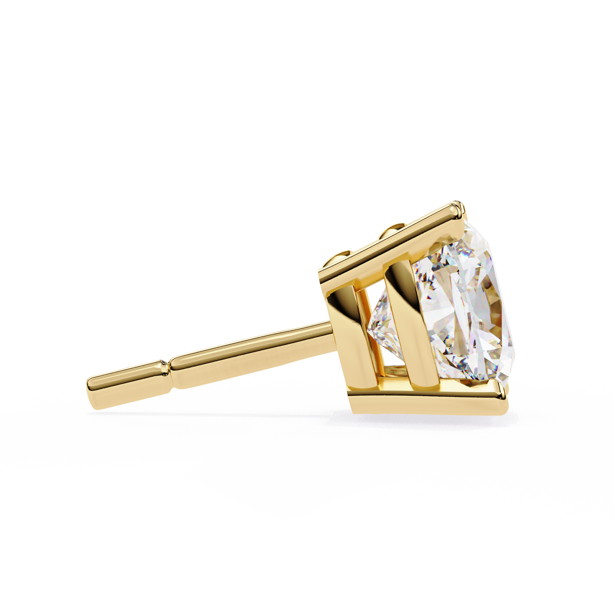 Pair of Cushion-cut diamond stud earrings in a four-prong basket setting