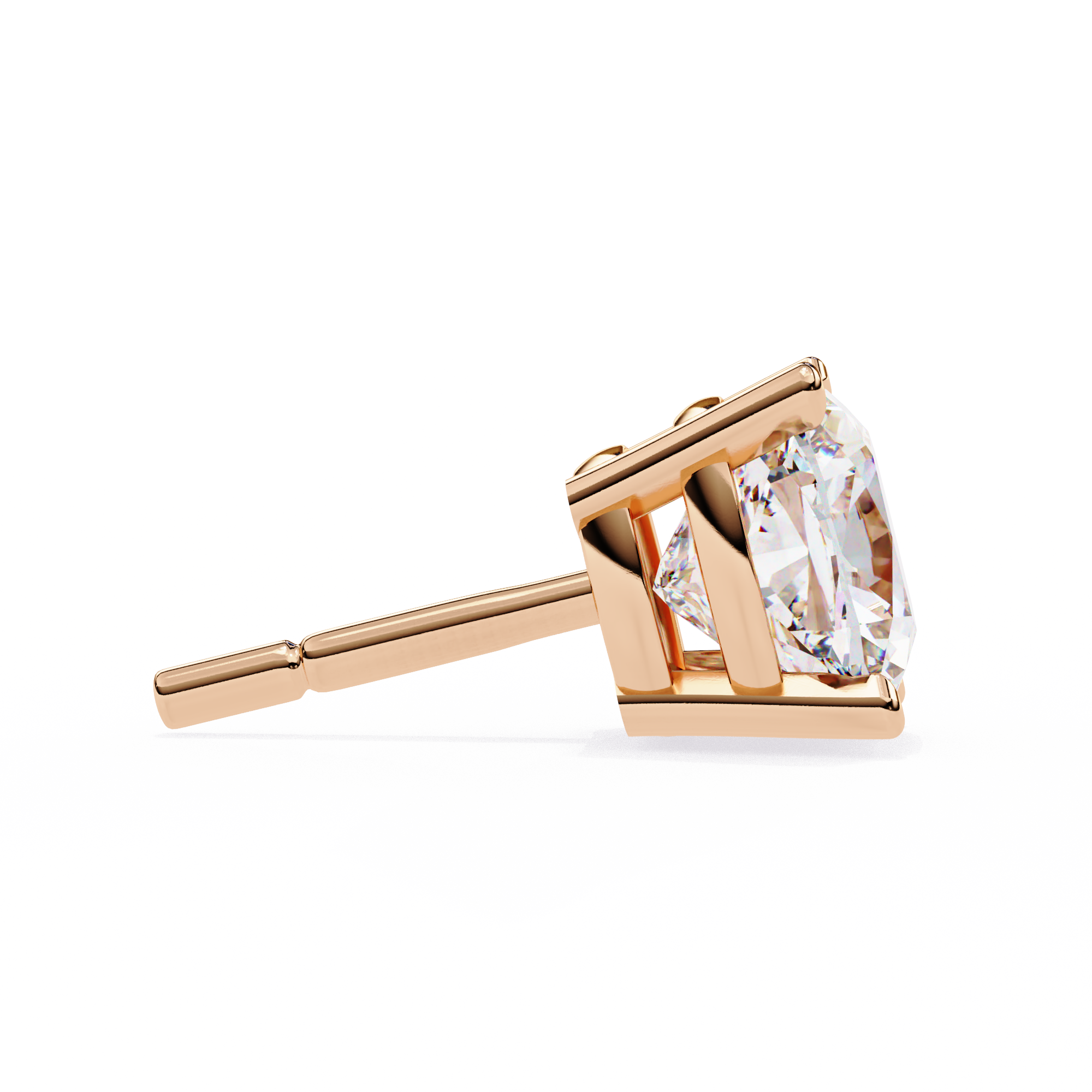 Pair of Cushion-cut diamond stud earrings in a four-prong basket setting