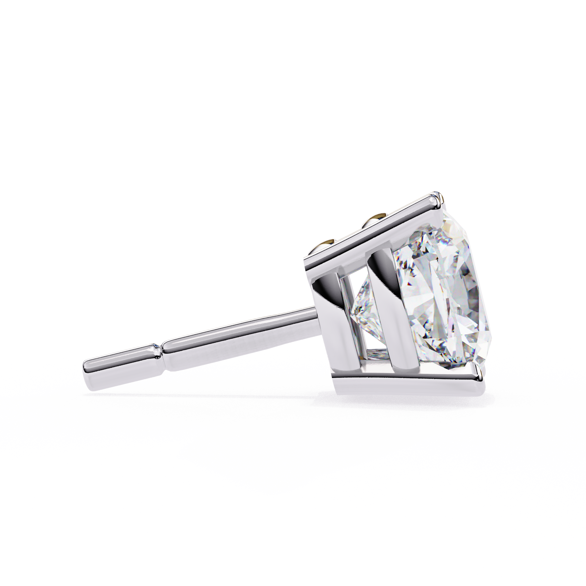 Pair of Cushion-cut diamond stud earrings in a four-prong basket setting