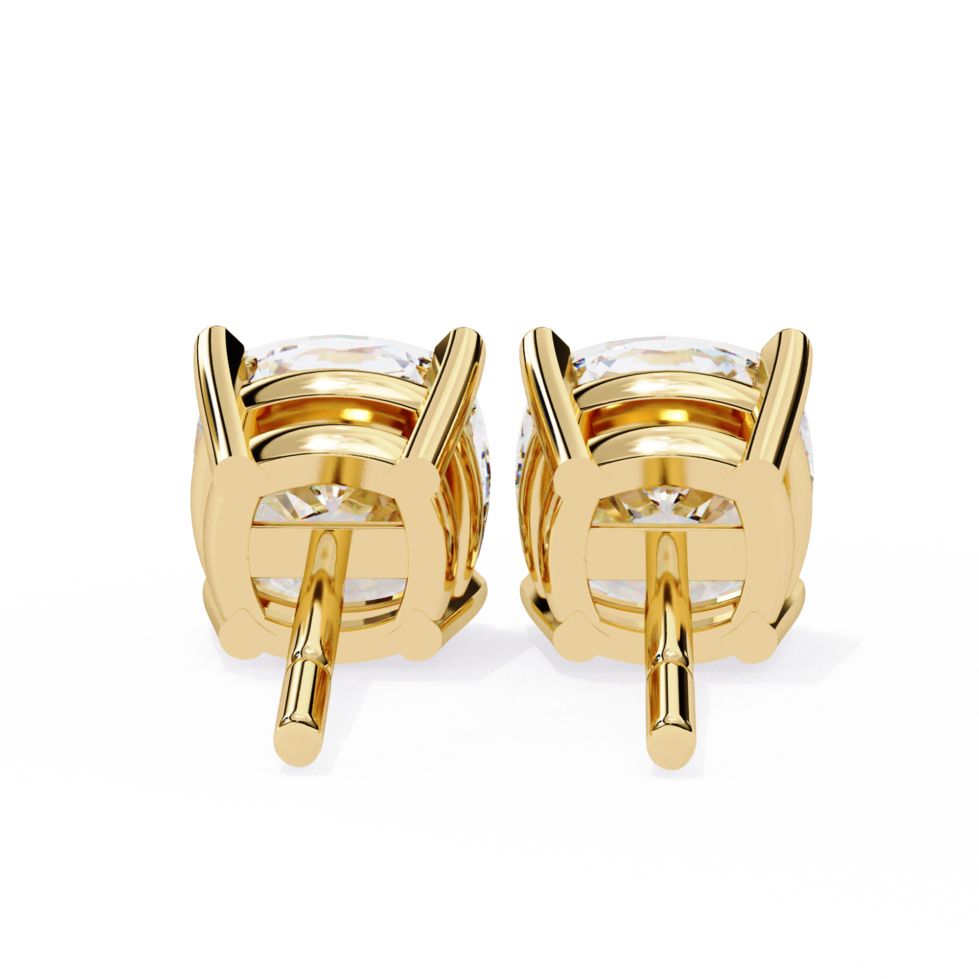 Pair of Cushion-cut diamond stud earrings in a four-prong basket setting