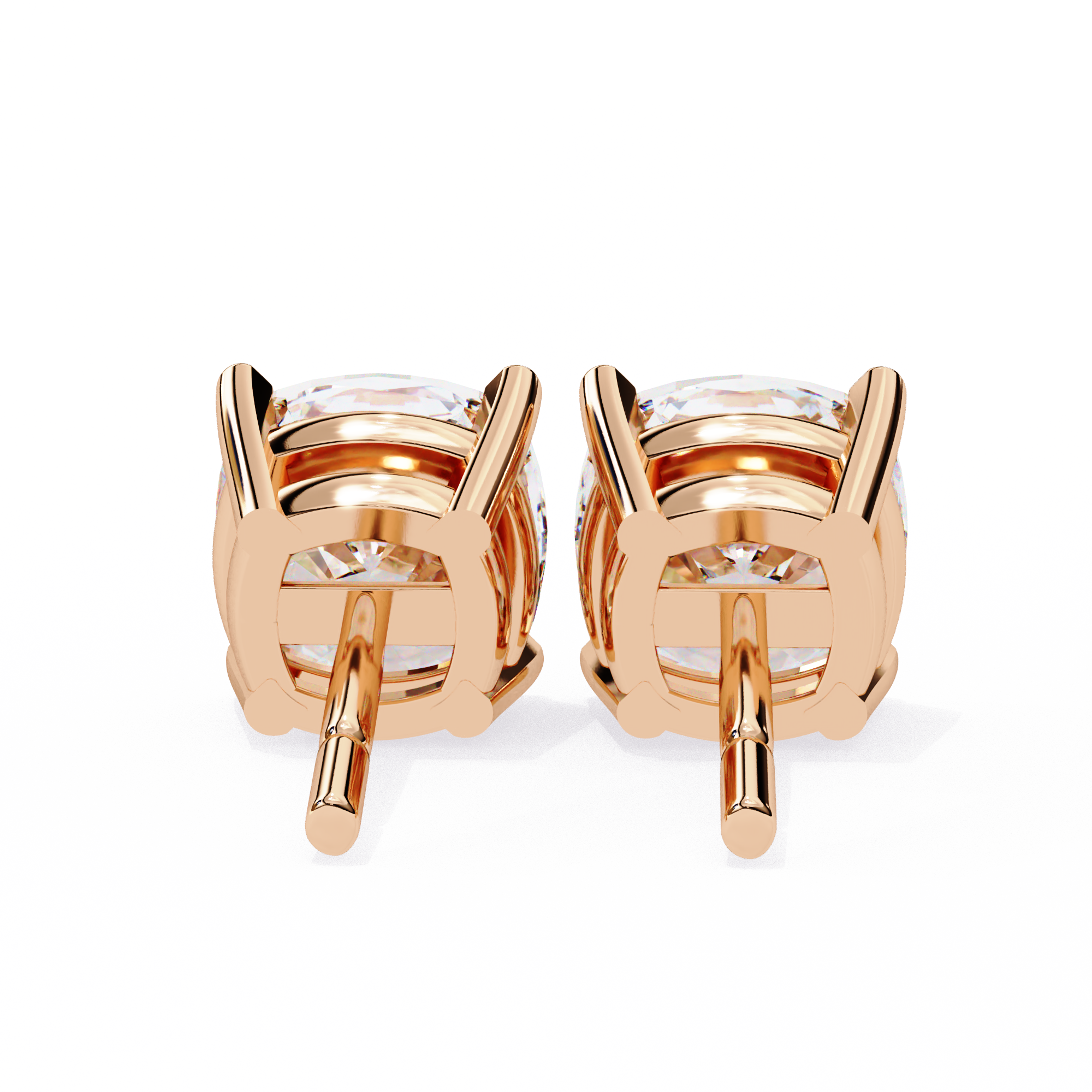 Pair of Cushion-cut diamond stud earrings in a four-prong basket setting