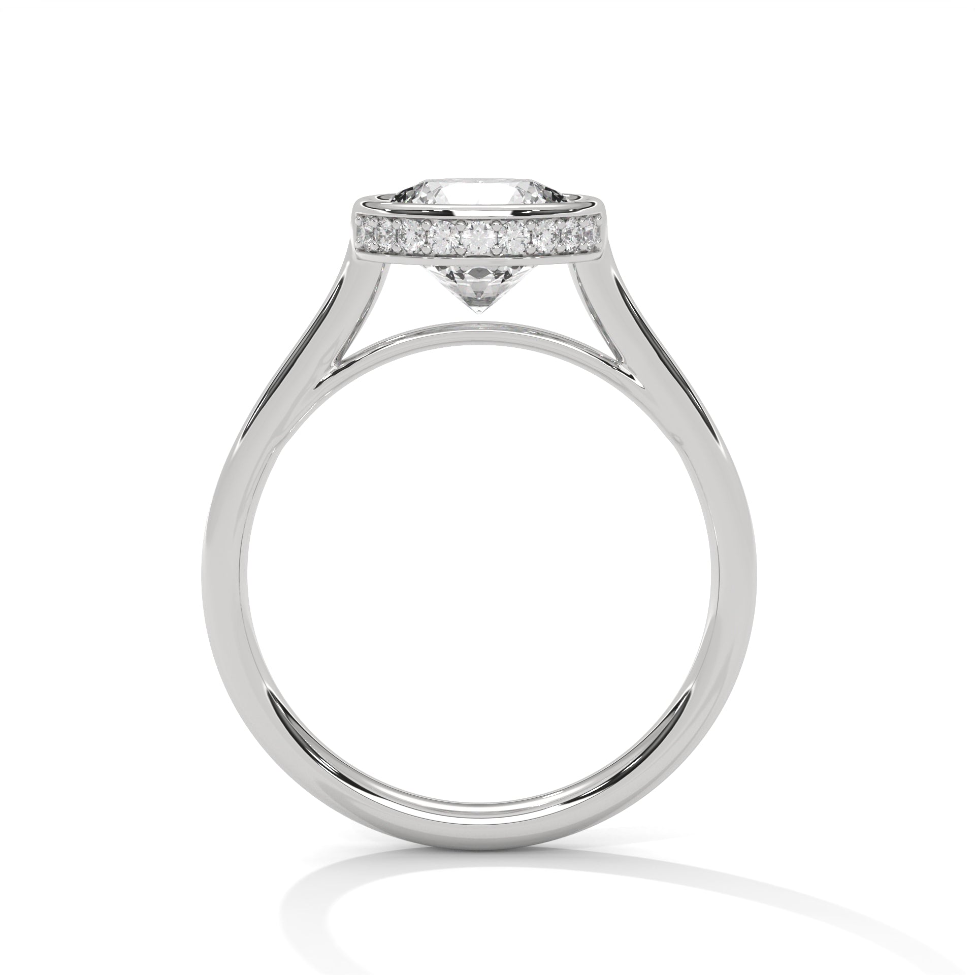 18KT Gold Plated 2 carat Round Cut Bezel Hidden Halo Ring