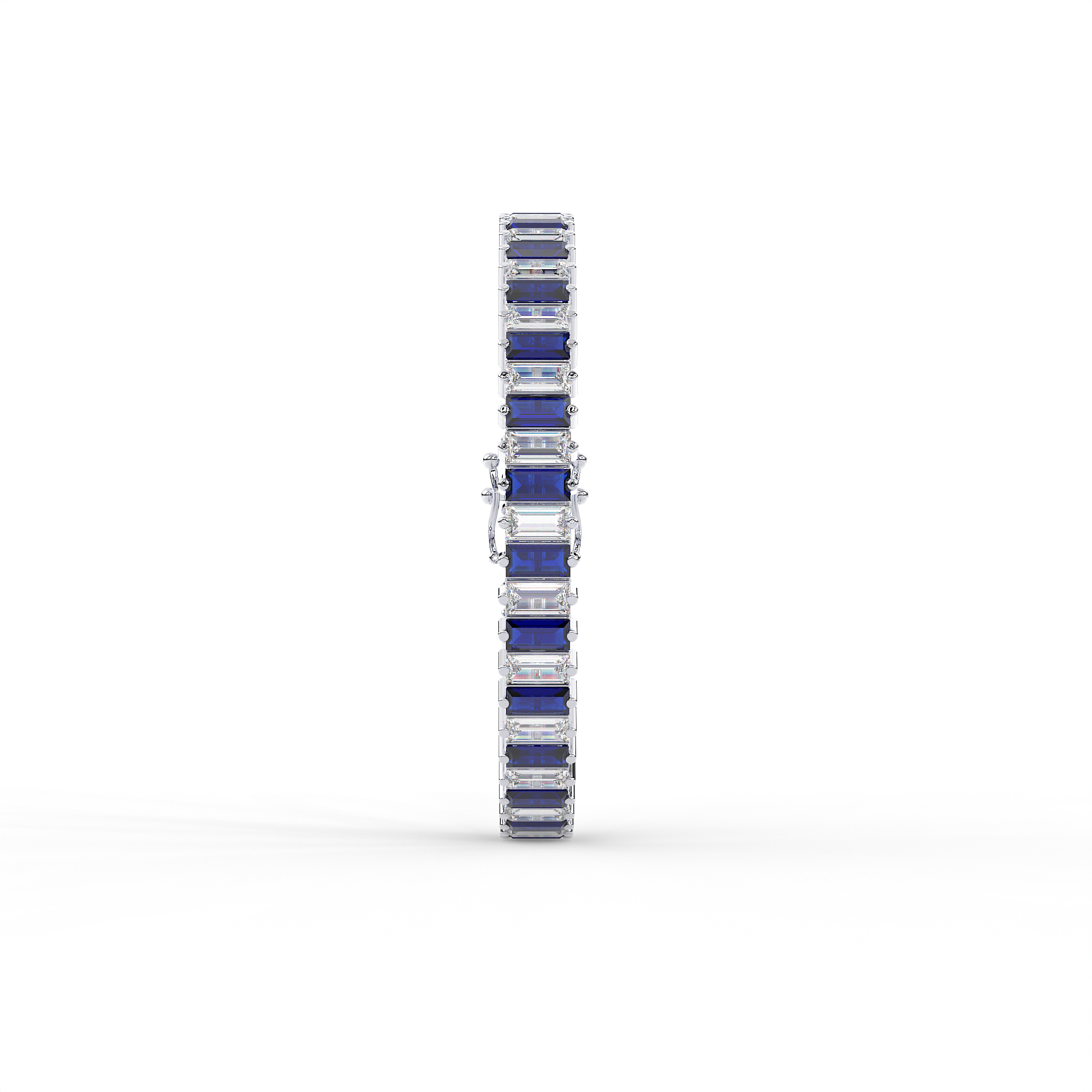 18KT Gold plated tennis bracelet features baguette cut stones